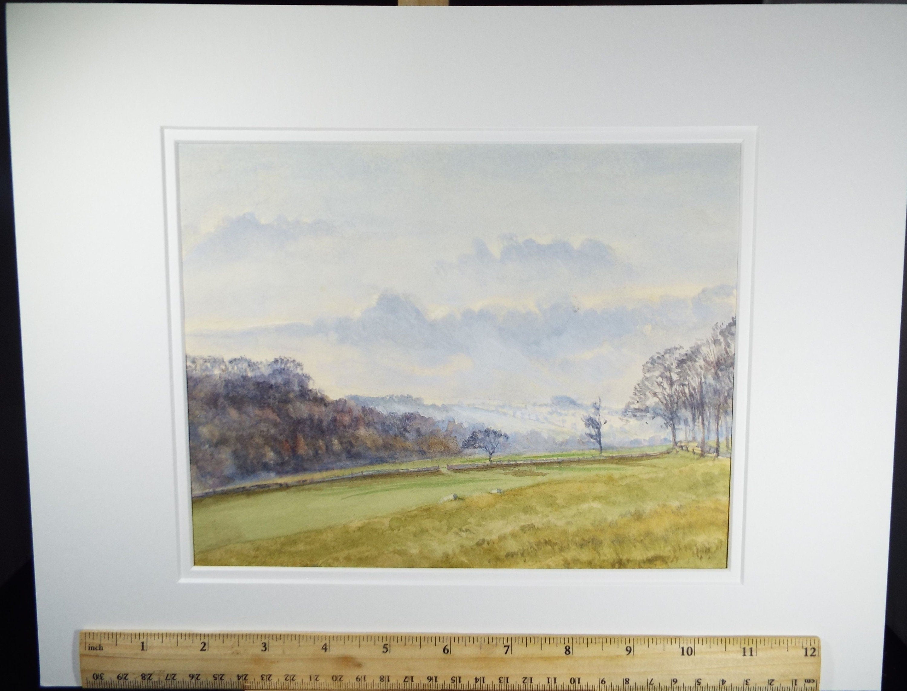 Original Watercolour, 'Winter Field', c1910, Gabriel Thompson (1861-1935)