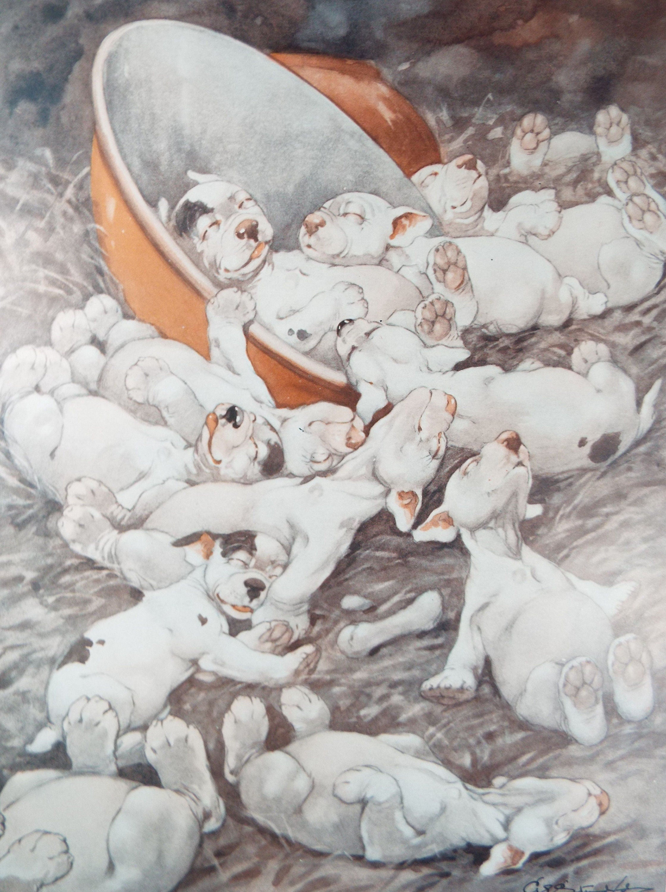 Bonzo the Dog - G. E Studdy, 'The Orgy!', Vintage 1920's Print, Large in size, Published by 'The Sketch' magazine