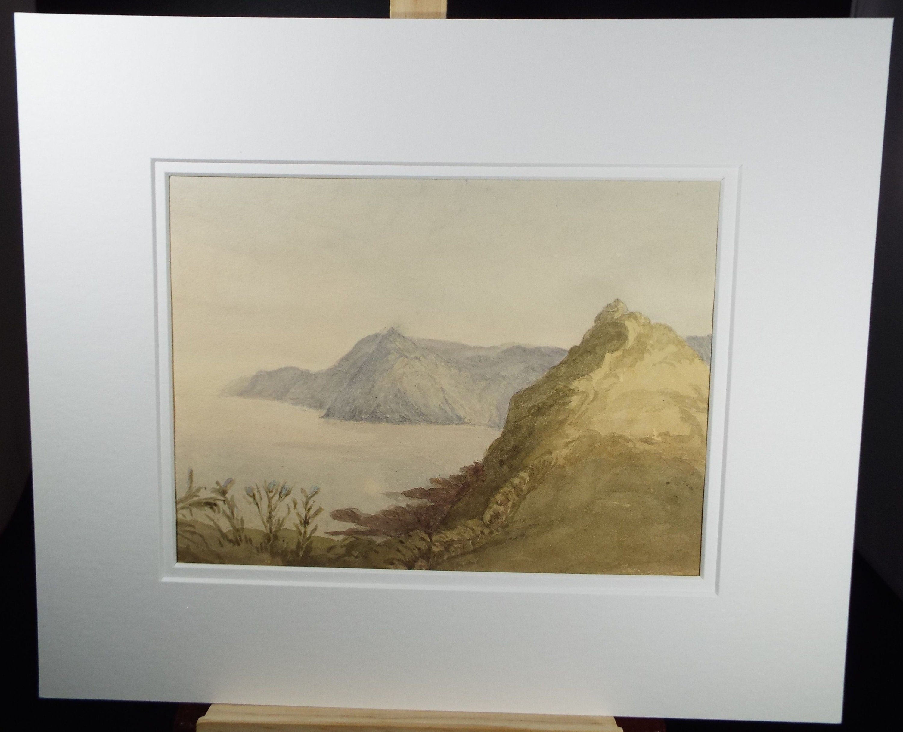 Original Watercolour c1820's, 'Rocky Coast ' Unknown Artist - Marine Landscape - Coastal Cliffs