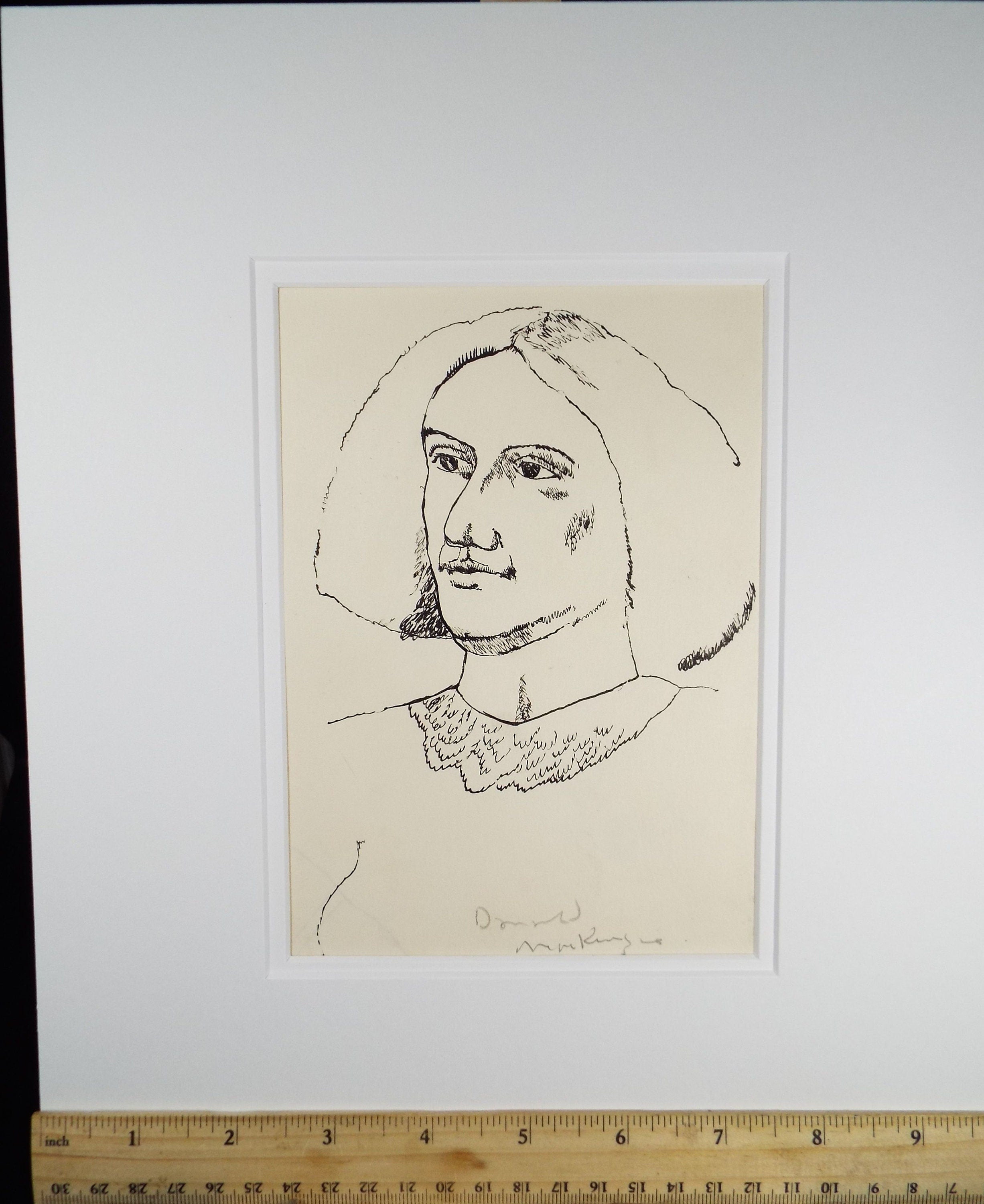 Pen & Ink , 'Portrait of Woman' 1980's, Donald Mackenzie b1944