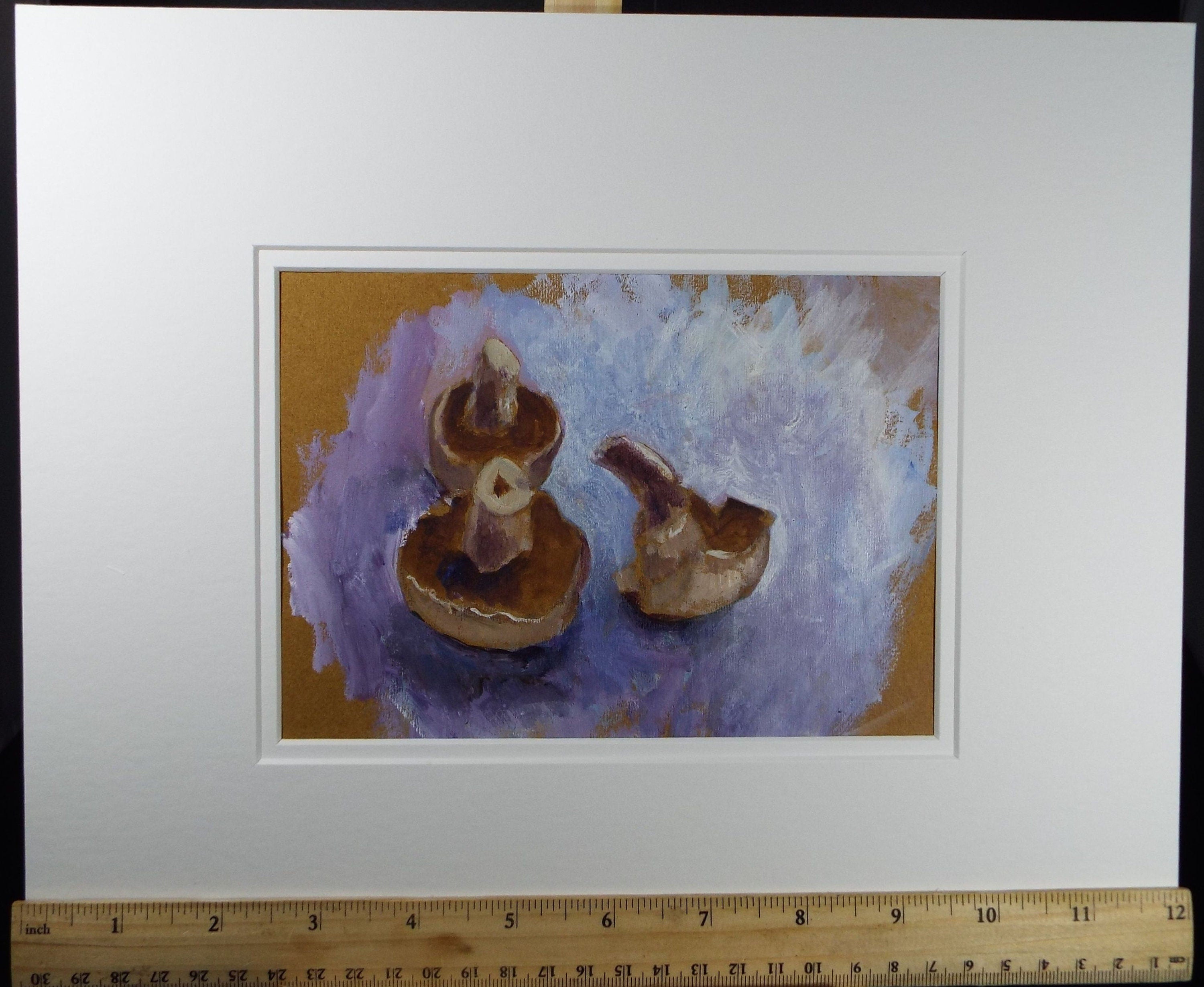 Original Watercolour & Gouache, 'Still life of Mushrooms' 1980's, Olive Van Klaveren (20th Century)