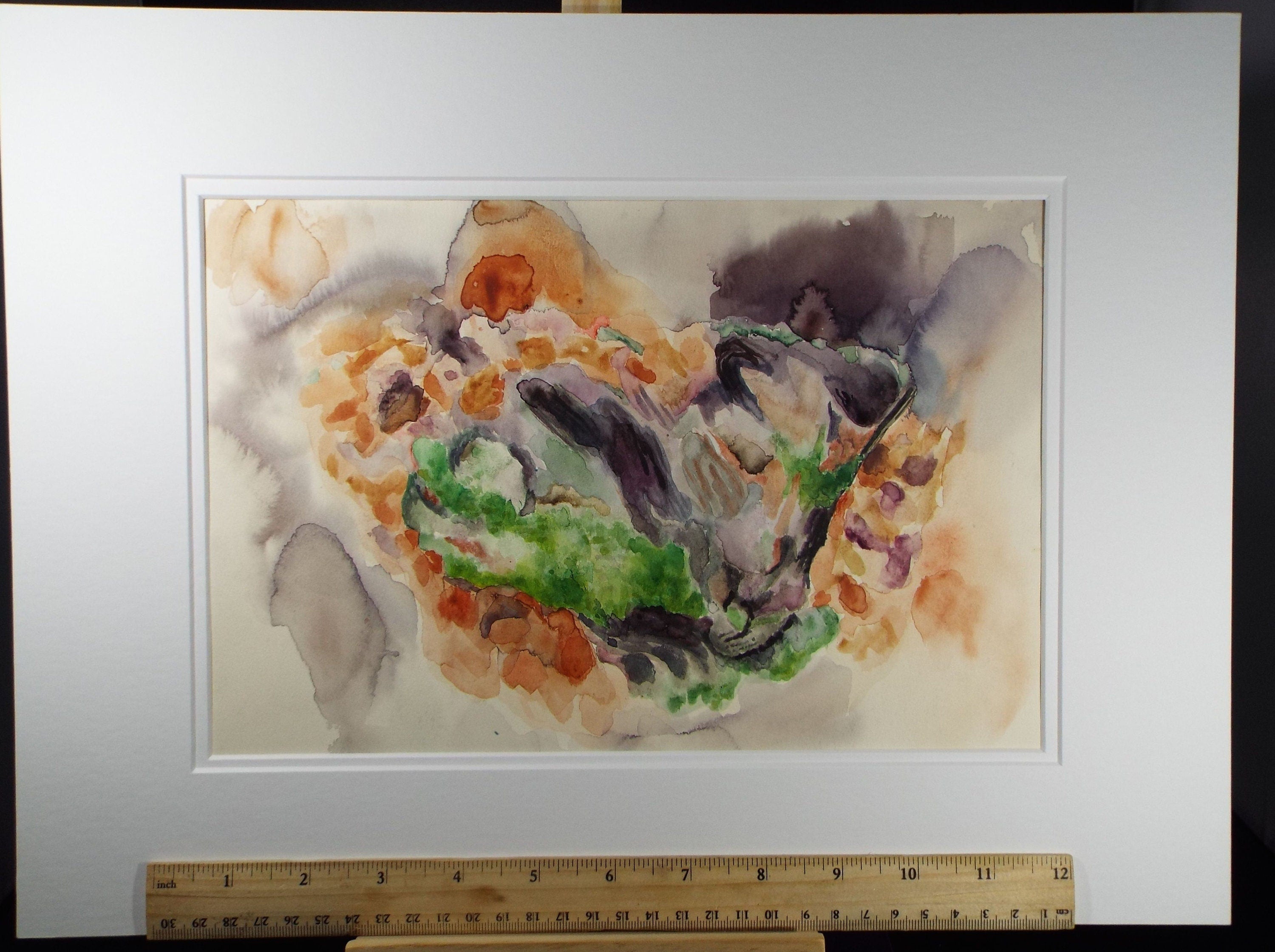 Original Watercolour & Gouache, 'Abstract Sill Life of Lettuce' 1980's, Olive Van Klaveren (20th Century)