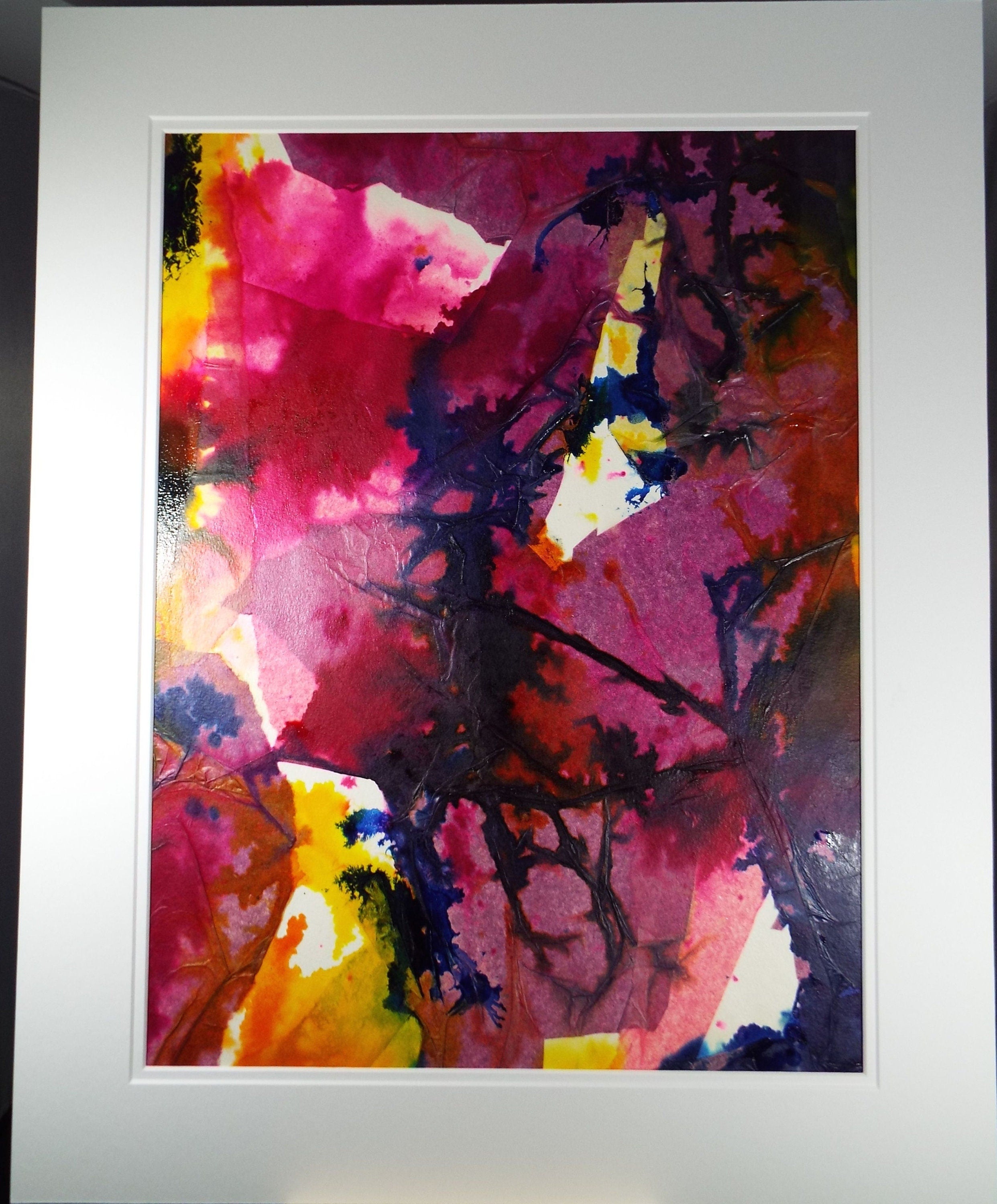 Original Collage 'Abstract in Purple & Pink', 1980's Olive Van Klaveren (20th Century)