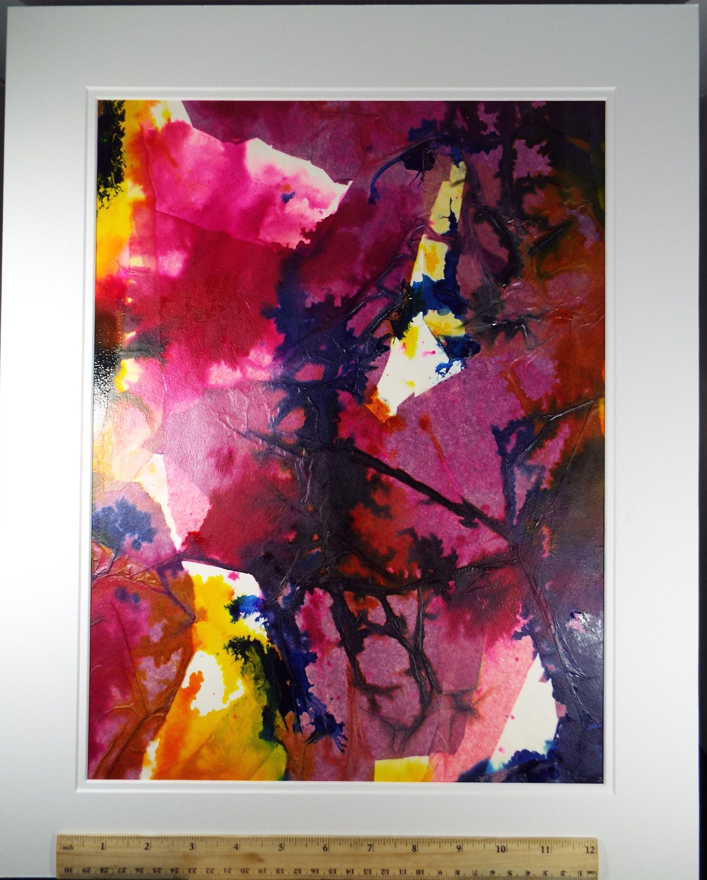 Original Collage 'Abstract in Purple & Pink', 1980's Olive Van Klaveren (20th Century)