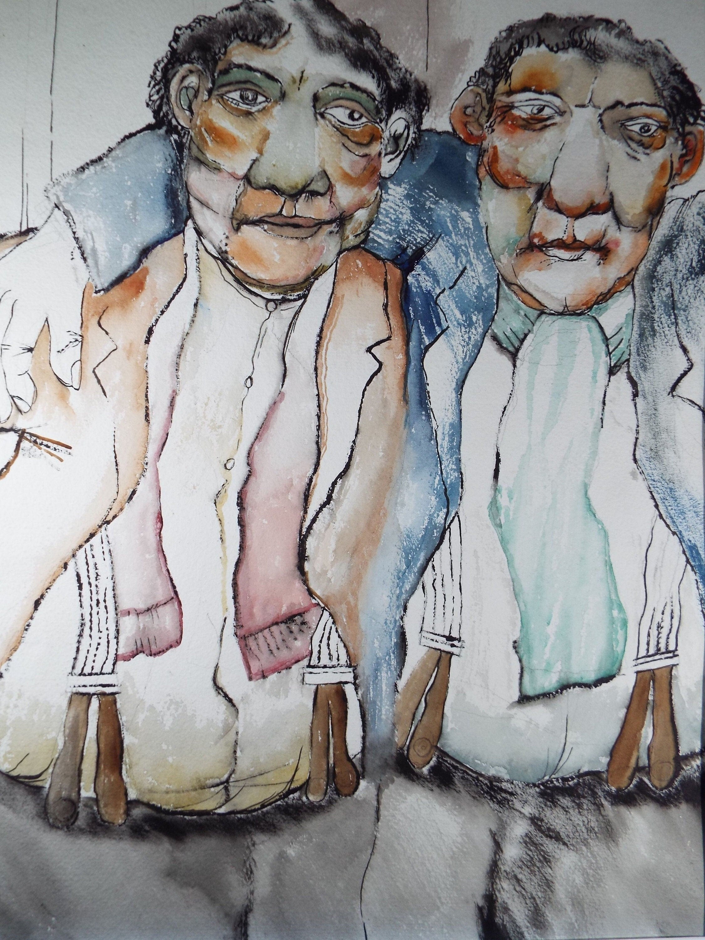 Original Watercolour, 'The Brothers' c1980's - Donald Mackenzie b 1944