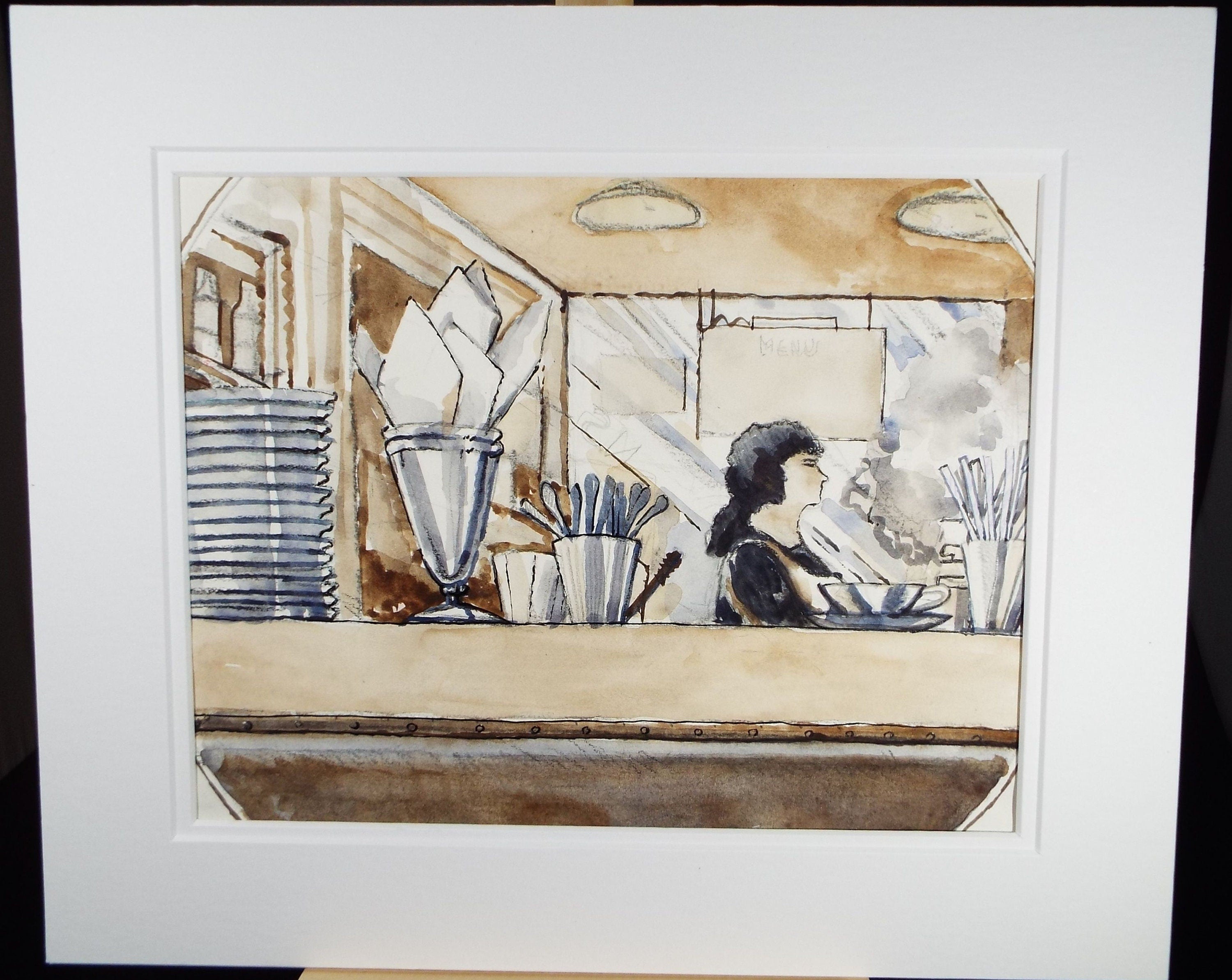 Original Watercolour, 20th Century Scottish School, 'The Cafe' c1980's - Donald Mackenzie b 1944