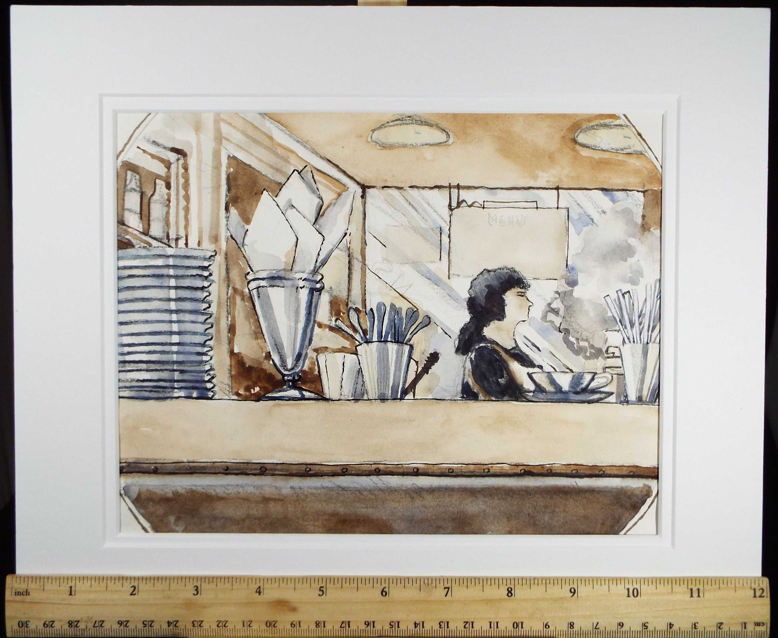 Original Watercolour, 20th Century Scottish School, 'The Cafe' c1980's - Donald Mackenzie b 1944