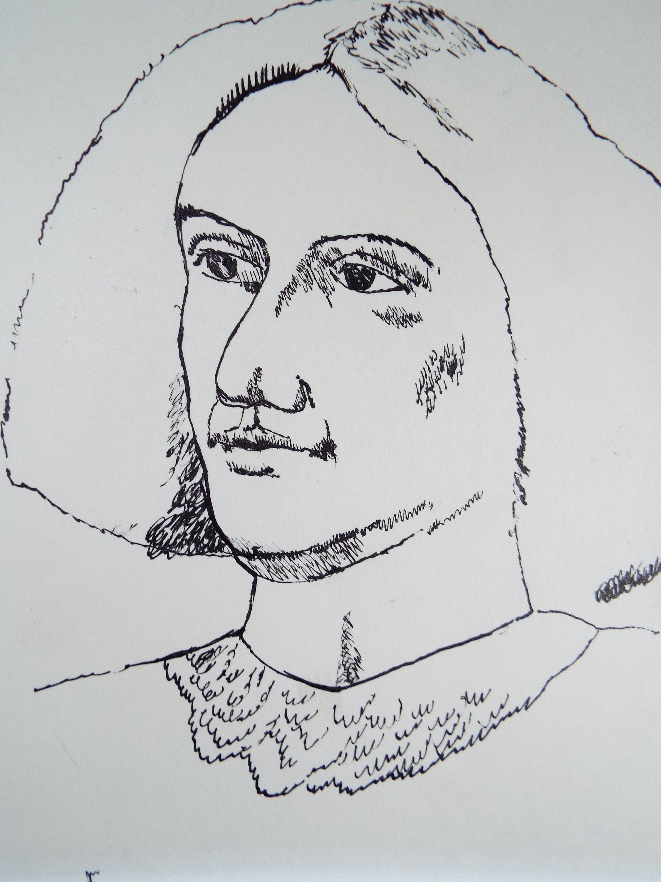 Pen & Ink , 'Portrait of Woman' 1980's, Donald Mackenzie b1944