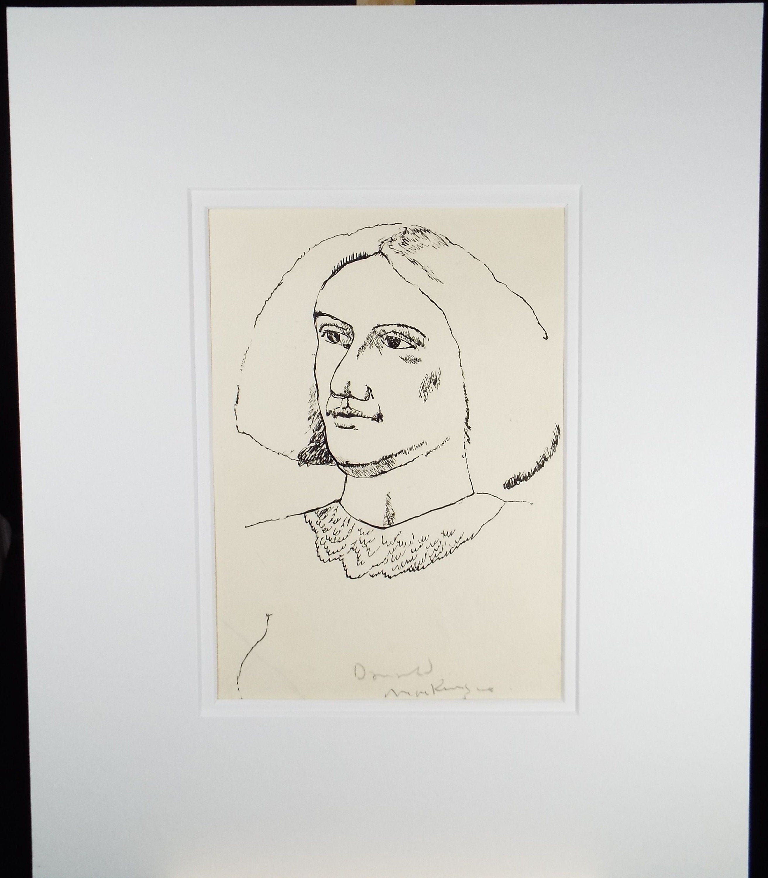 Pen & Ink , 'Portrait of Woman' 1980's, Donald Mackenzie b1944