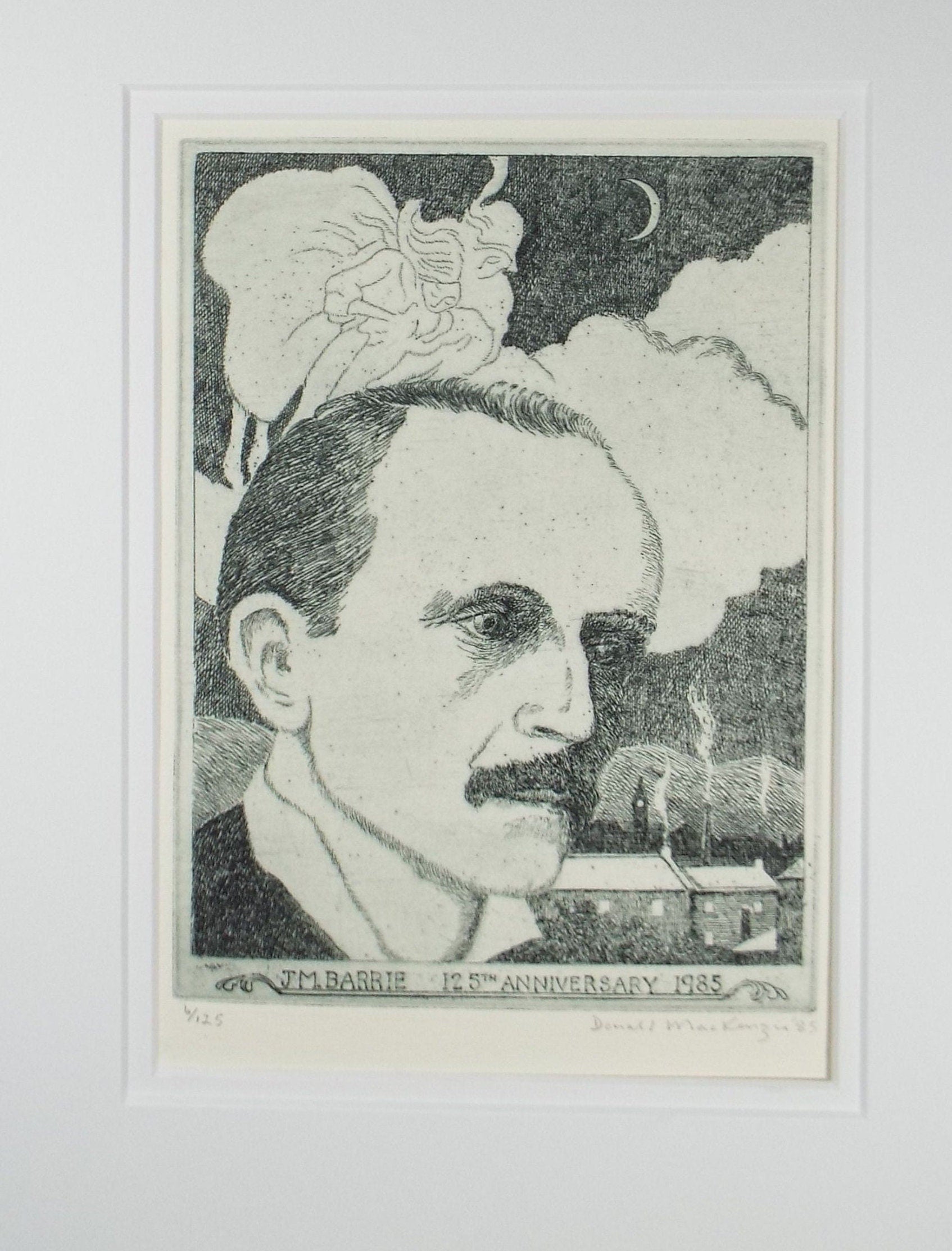 Etching, 'JM Barrie 125th Anniversary 1985' - Donald Mackenzie b1944