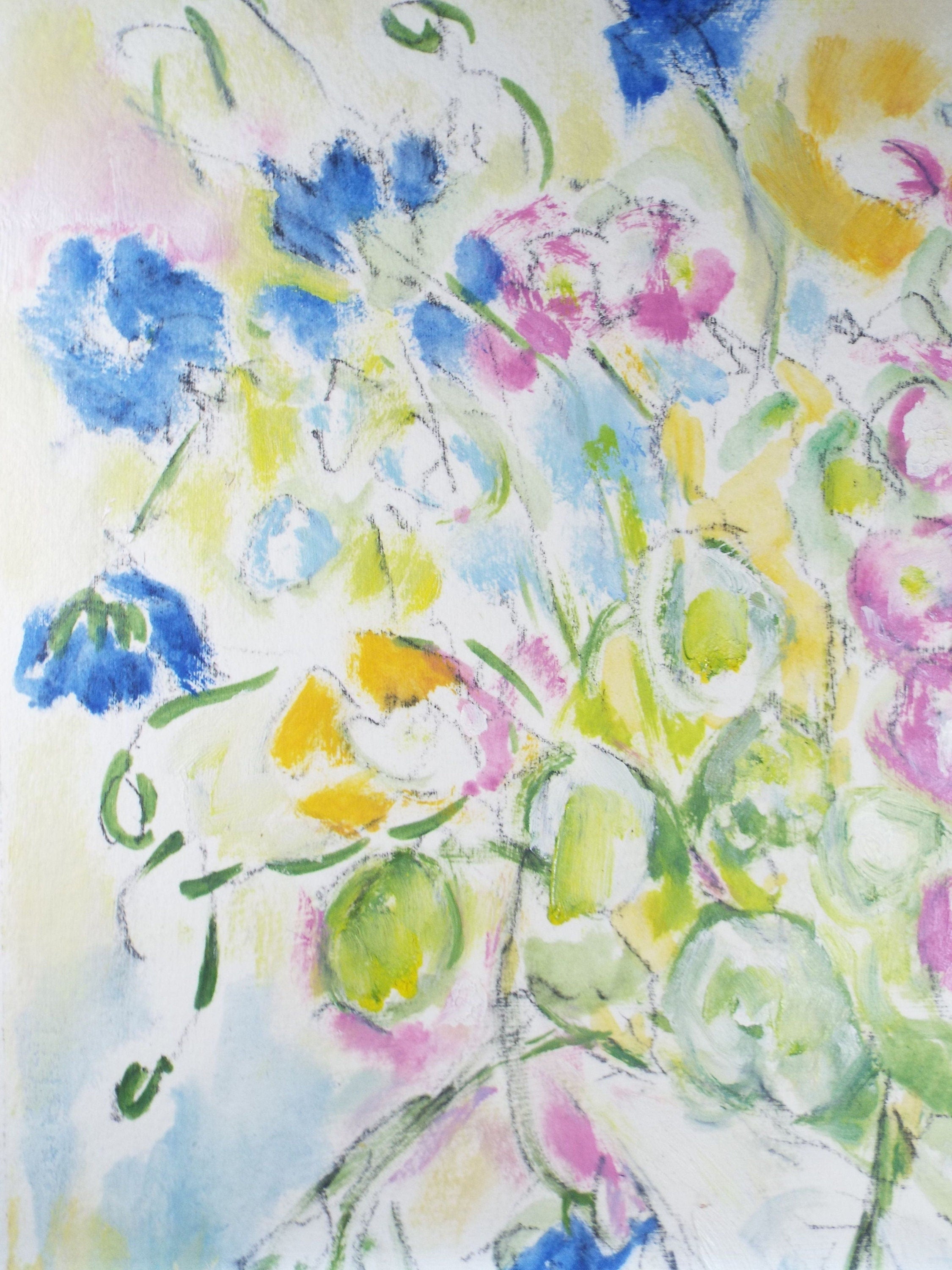 Original Watercolour & Gouache, 'Still life of Fresias' 1980's, Olive Van Klaveren (20th Century)