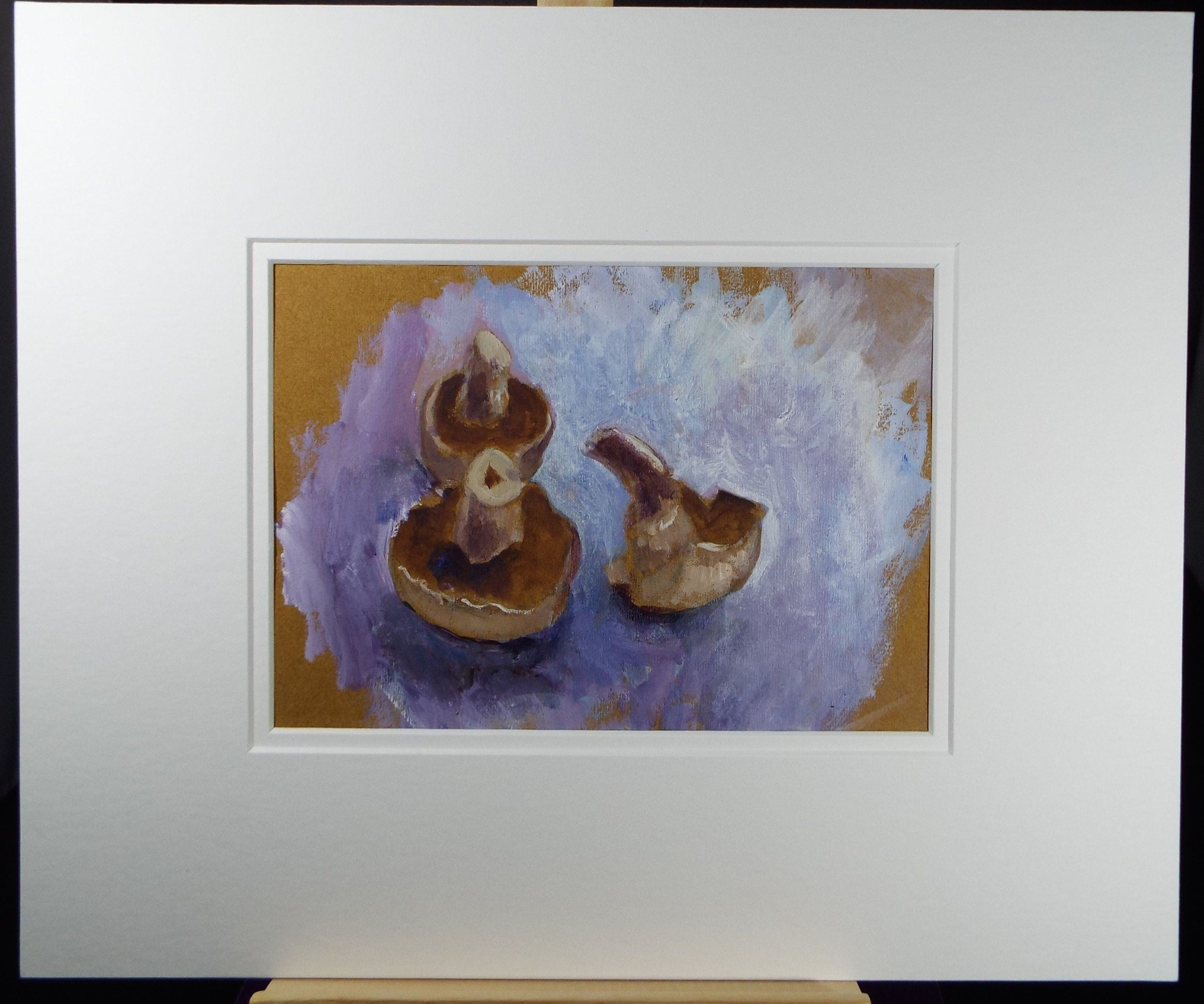 Original Watercolour & Gouache, 'Still life of Mushrooms' 1980's, Olive Van Klaveren (20th Century)