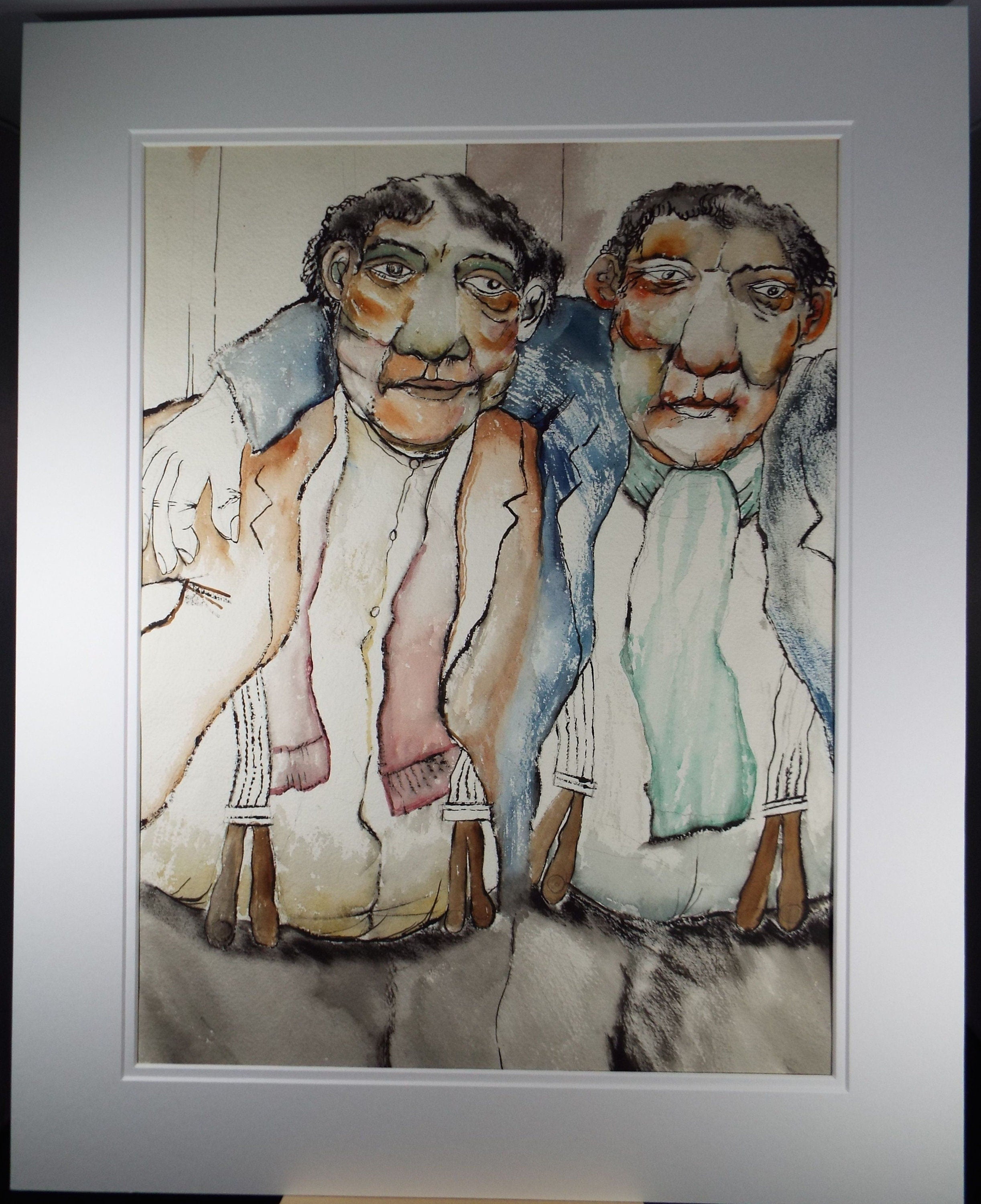 Original Watercolour, 'The Brothers' c1980's - Donald Mackenzie b 1944