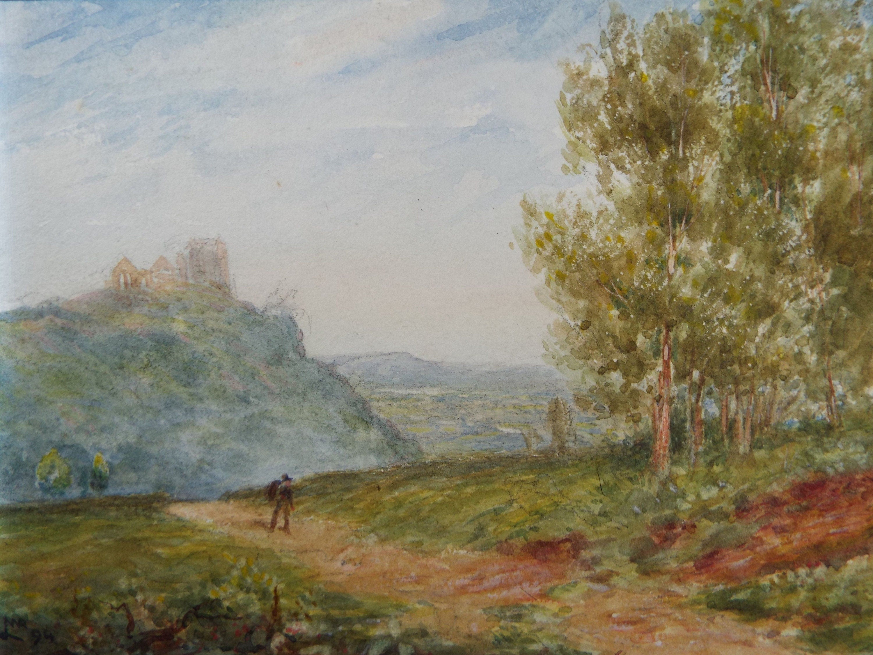 Original Watercolour, 'A Road through the Hills', Late 19th Century, Artist Unknown