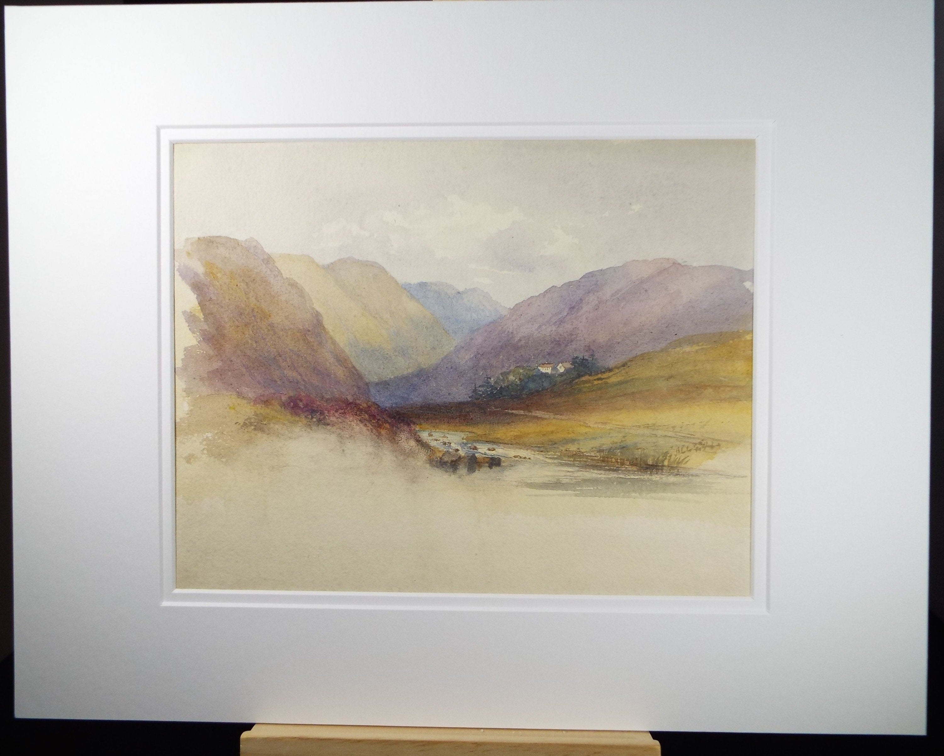 Original Watercolour, 'Village in a Mountainous Landscape', Early 20th Century, Unknown Artist