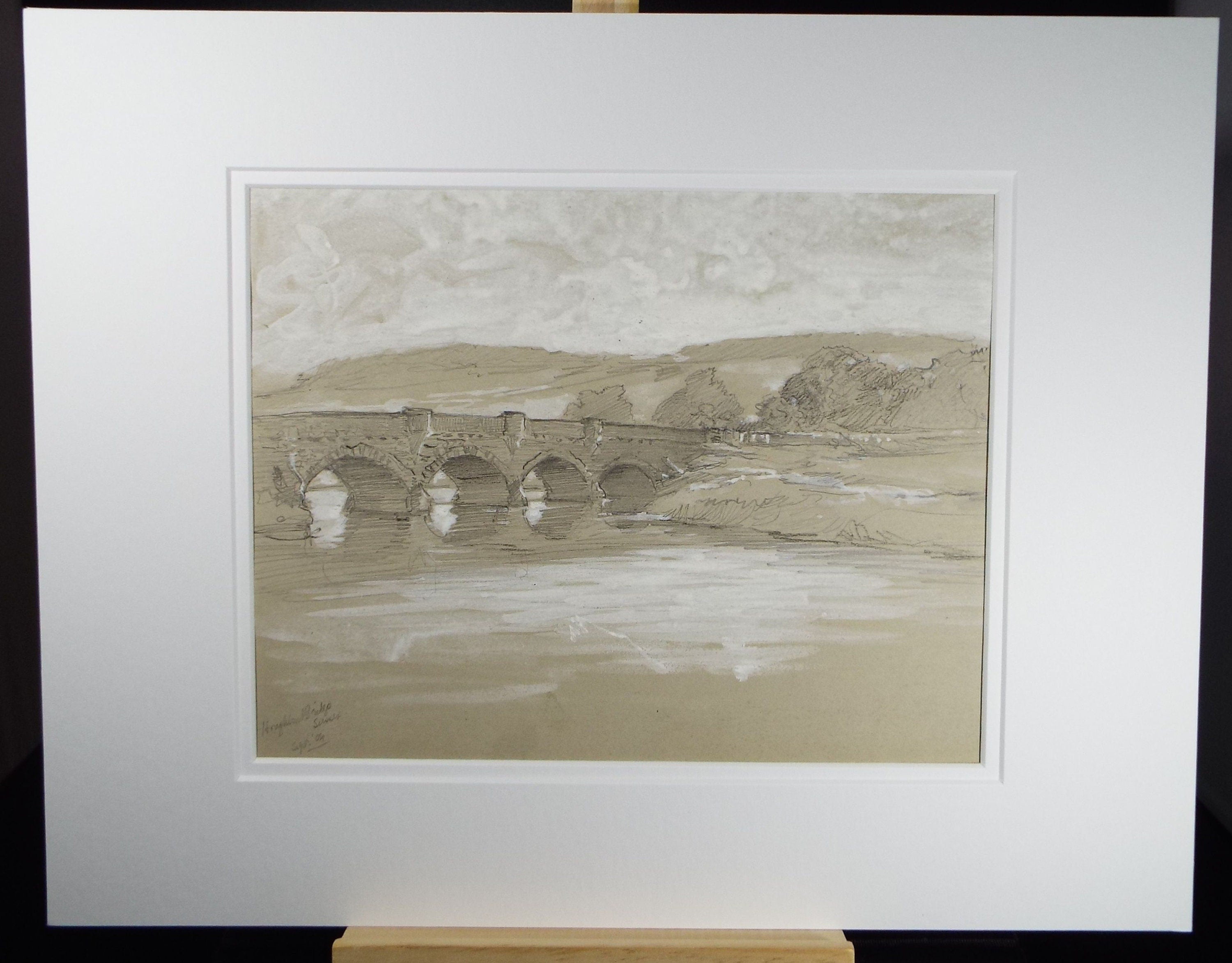 Original Drawing 'Houghton Bridge', Dated 1904, Thomas Francis (fl 1880-1940)