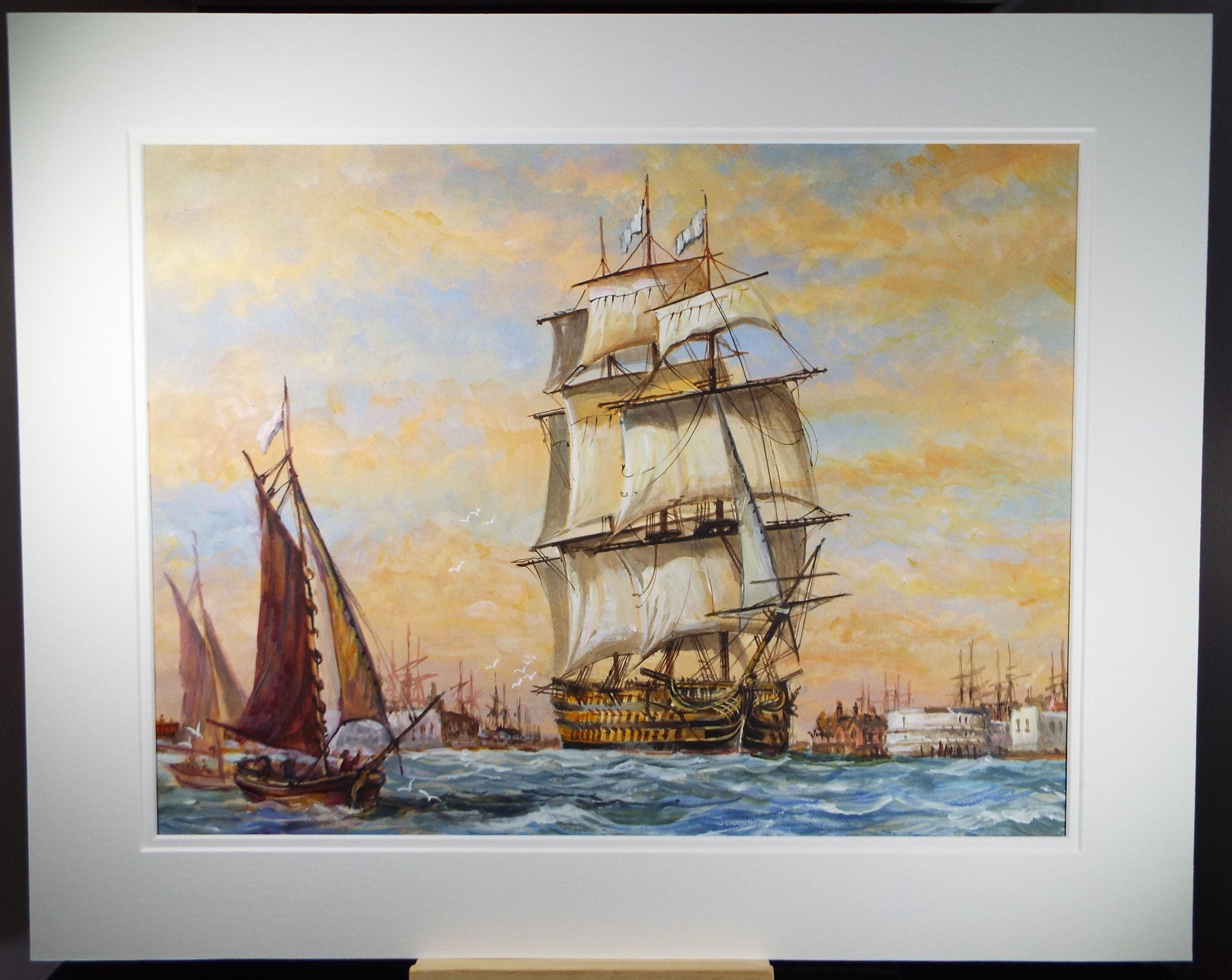 Original Watercolour, 'Victory Leaving Portsmouth', 1990s, David Beer b.1936