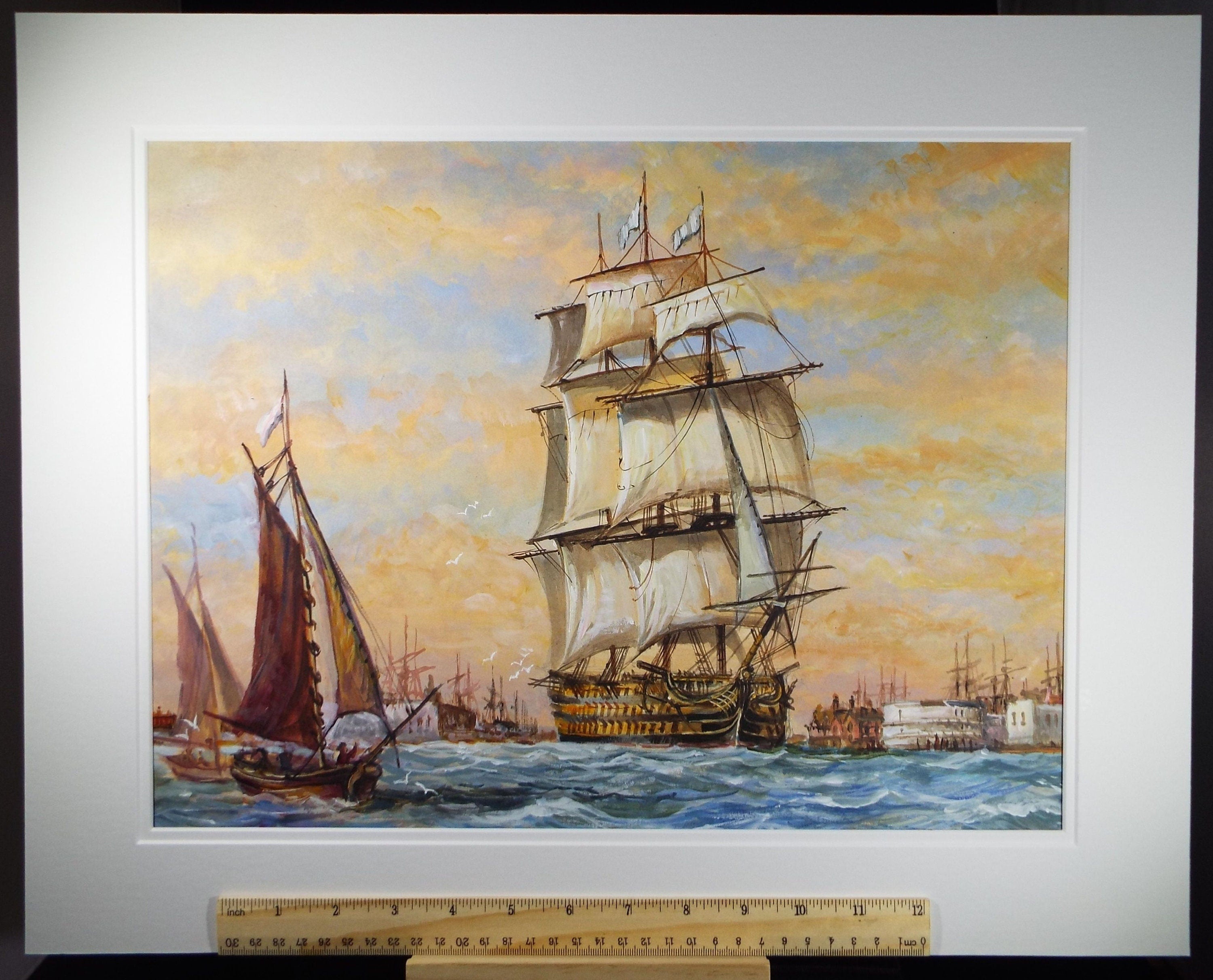 Original Watercolour, 'Victory Leaving Portsmouth', 1990s, David Beer b.1936