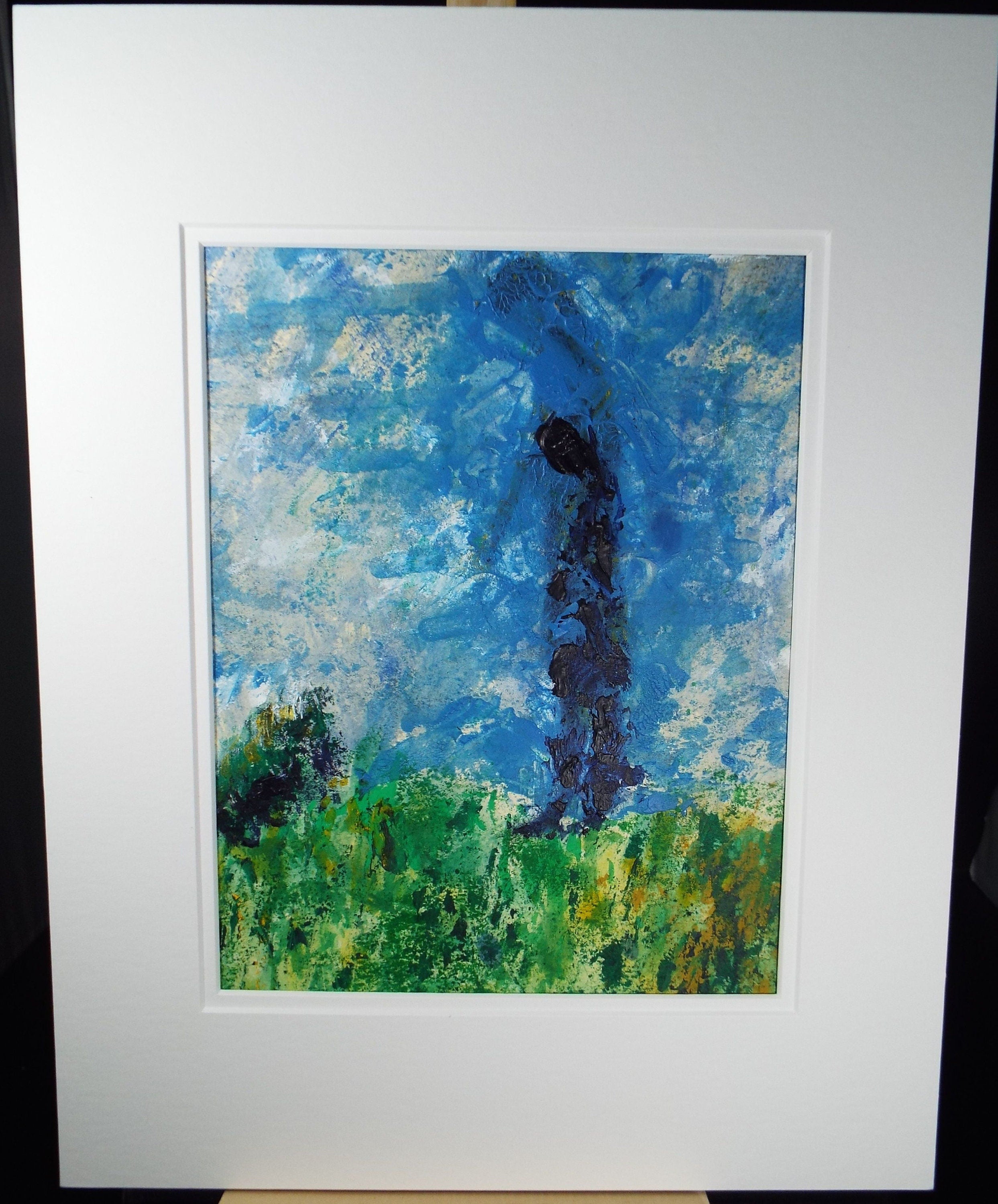 Original Watercolour & Gouache, 'Figure in Blue', 1990s, Reginald Flint  (20th Century)