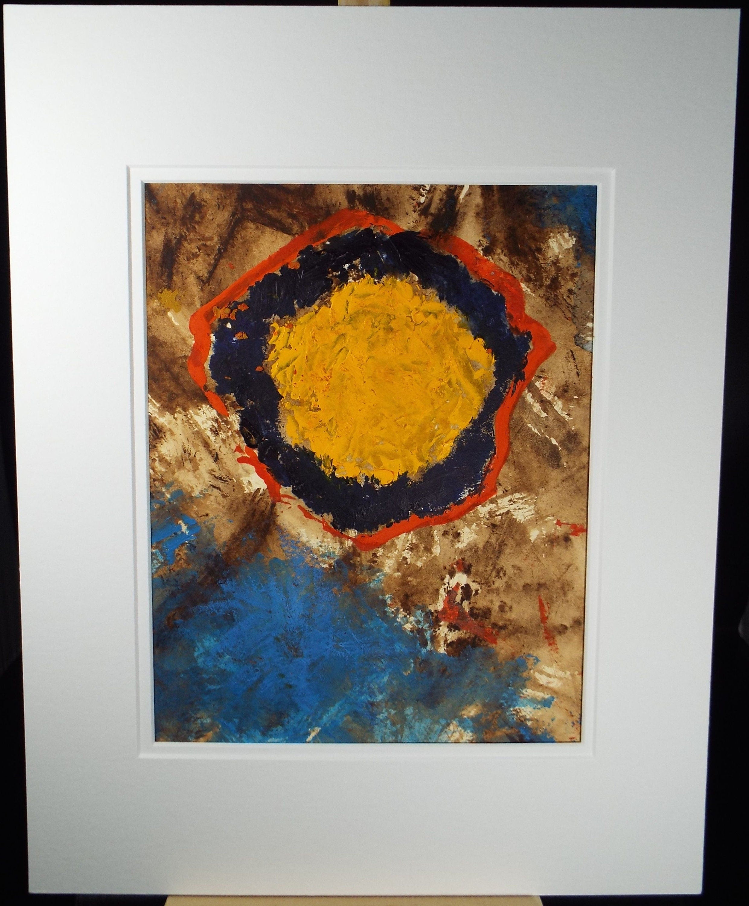 Original Watercolour & Gouache, 'Yellow Circular Form', 1990s, Reginald Flint  (20th Century)