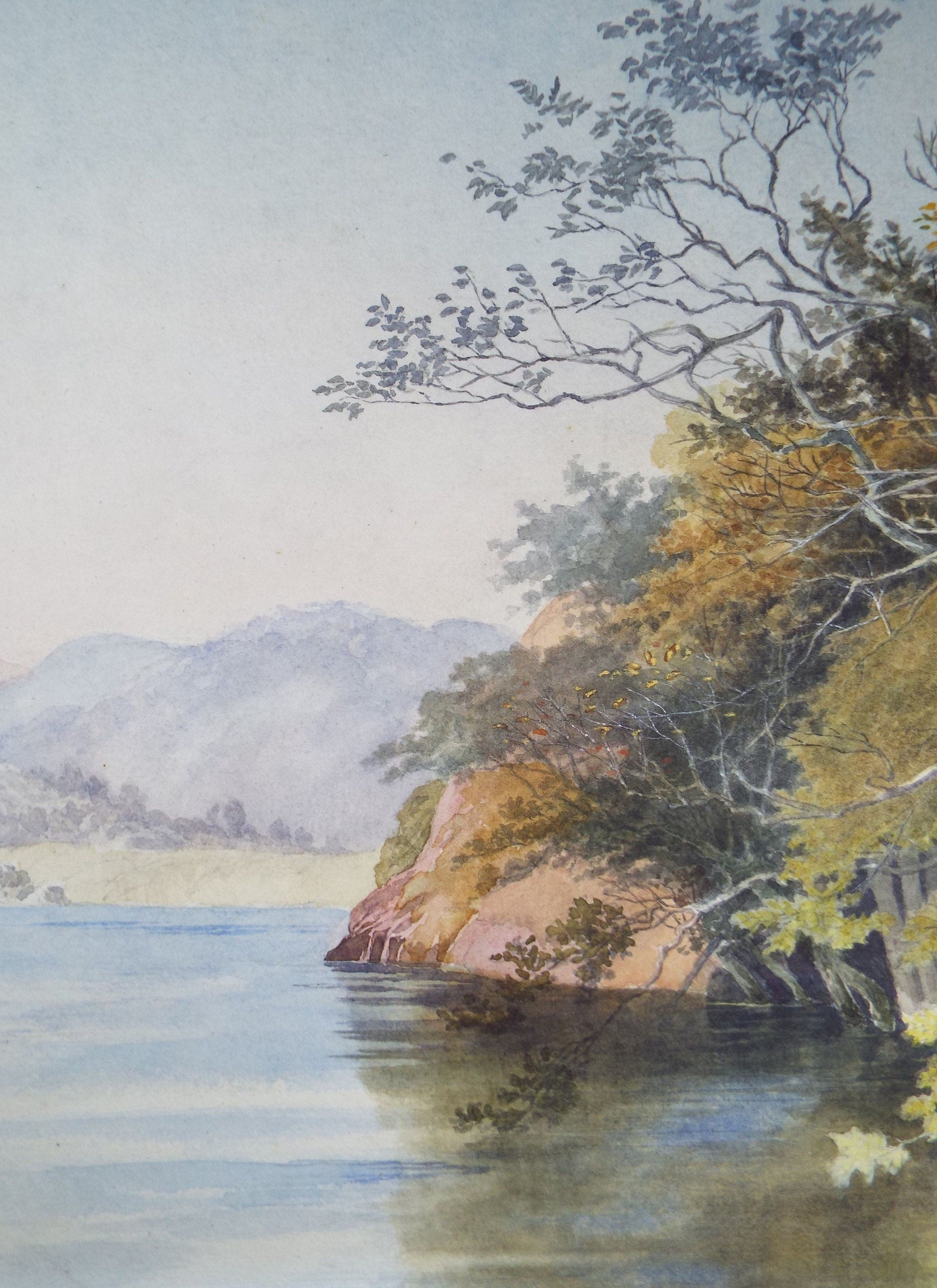 Original Watercolour,  'River with Distant Mountains', early 20th Century, Artist Unknown