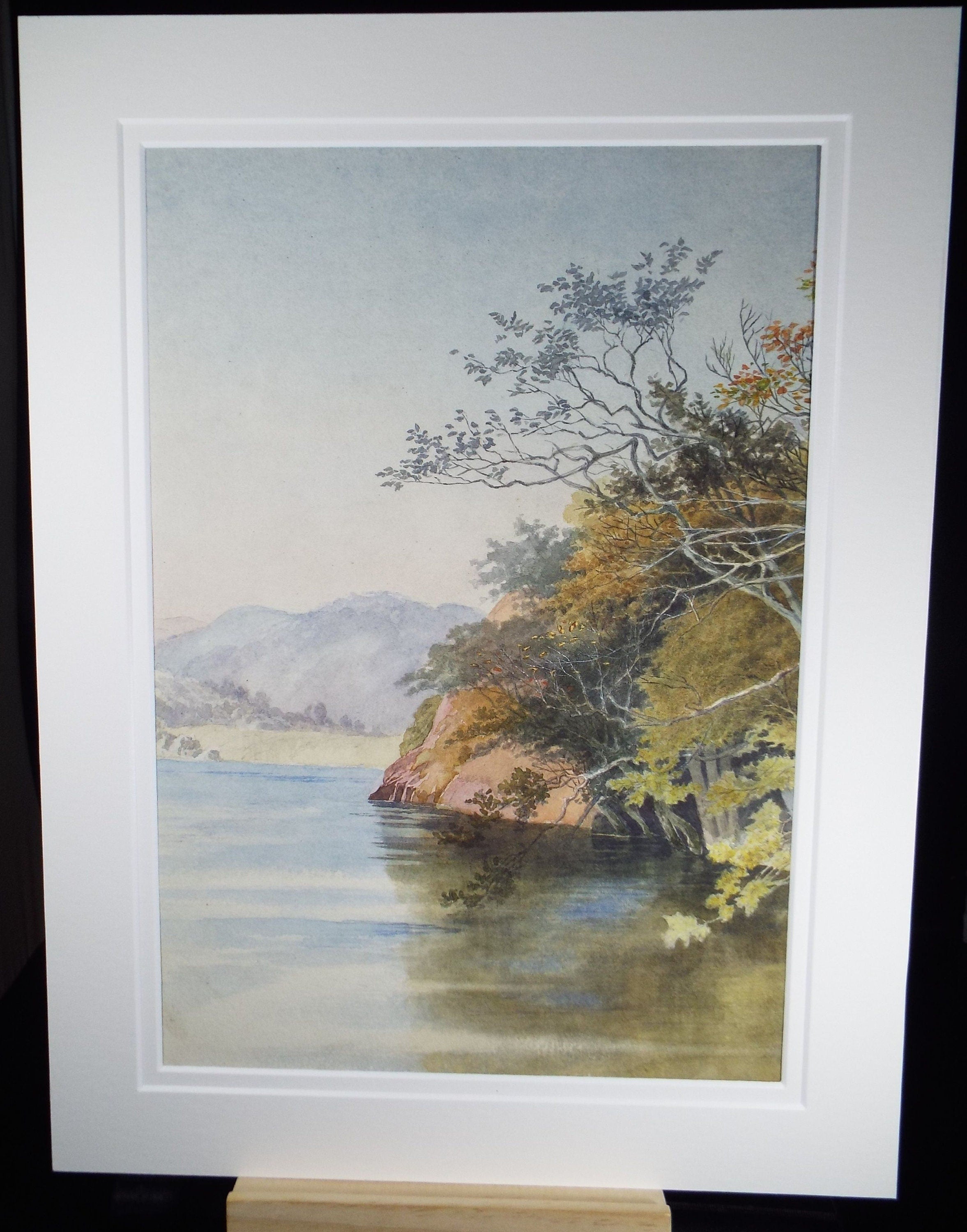 Original Watercolour,  'River with Distant Mountains', early 20th Century, Artist Unknown