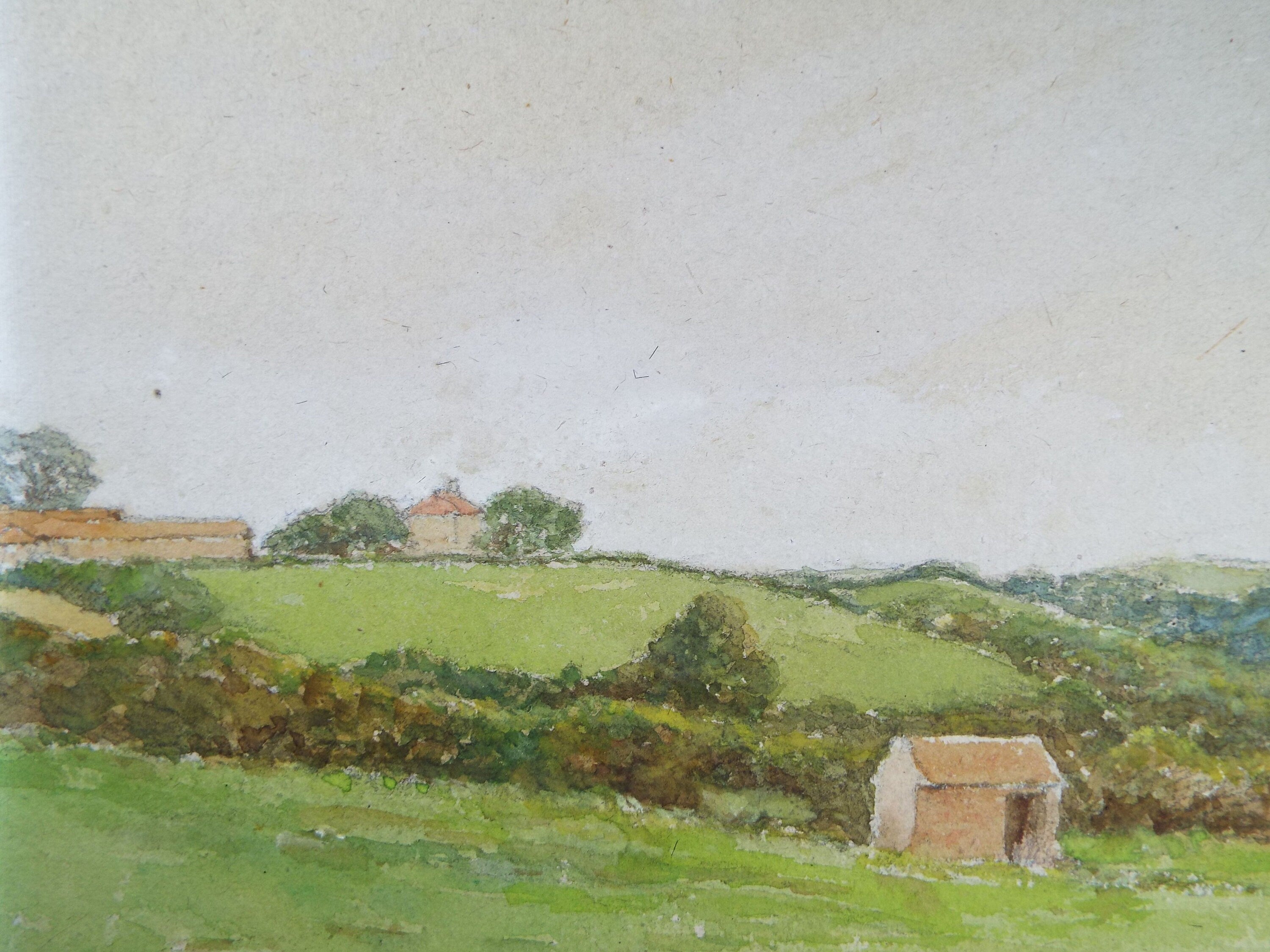 Original Watercolour, ' Green Fields', 1948, Thomas Francis (fl 1880-1940)