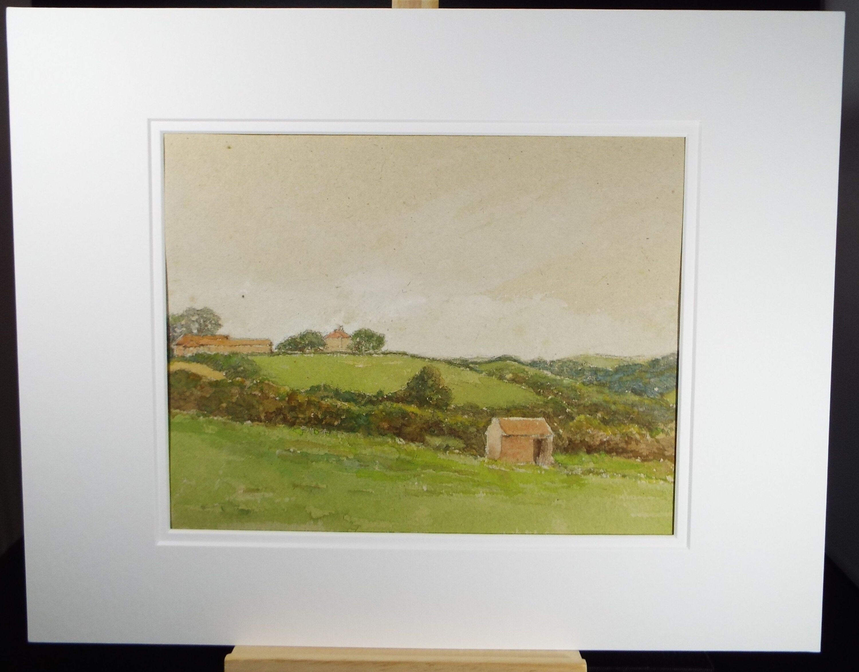 Original Watercolour, ' Green Fields', 1948, Thomas Francis (fl 1880-1940)