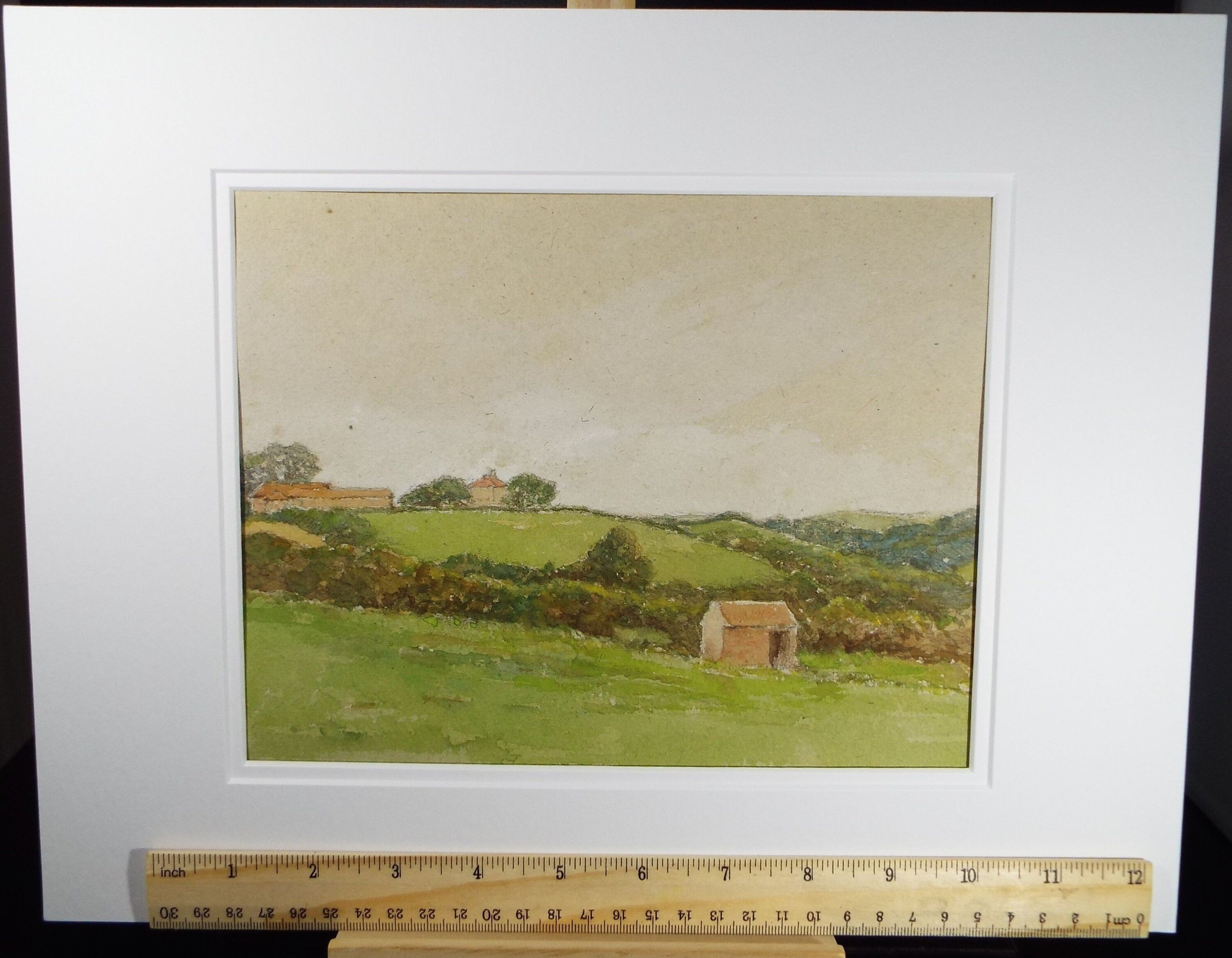 Original Watercolour, ' Green Fields', 1948, Thomas Francis (fl 1880-1940)