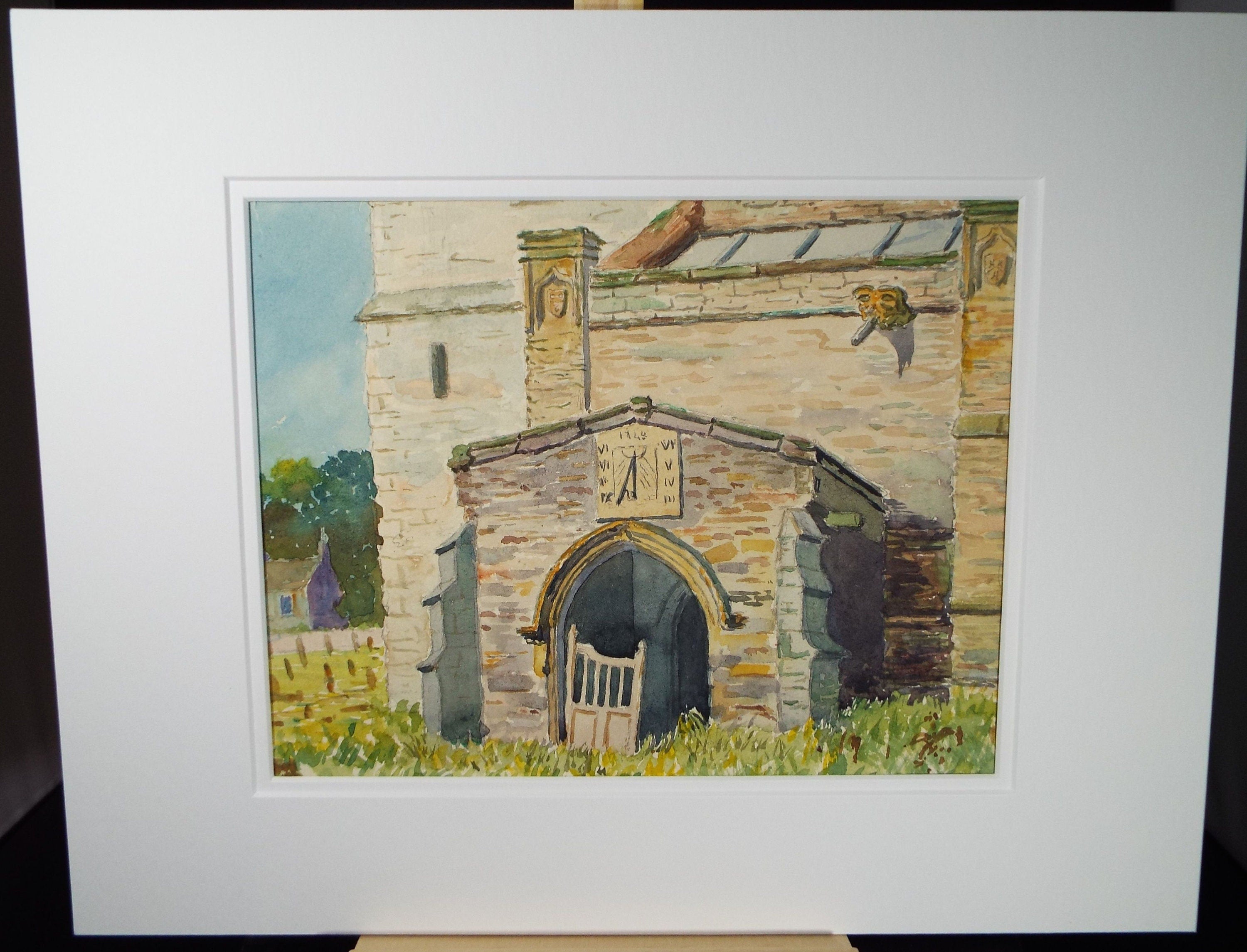 Original Watercolour, 'Wensley Church' 1898, Artist Unknown