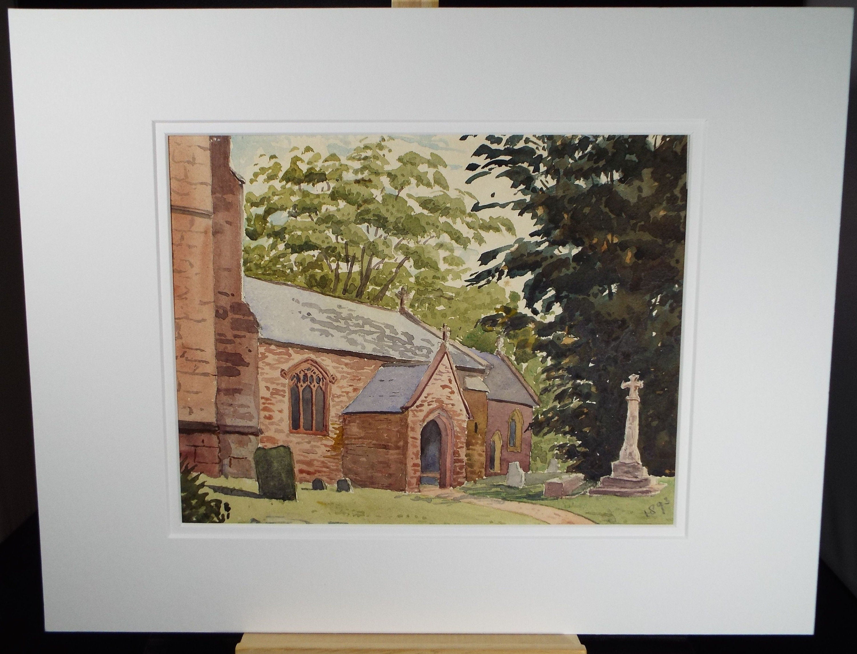 Original Watercolour,' Maxstoke Church', dated 1893, Artist Unknown