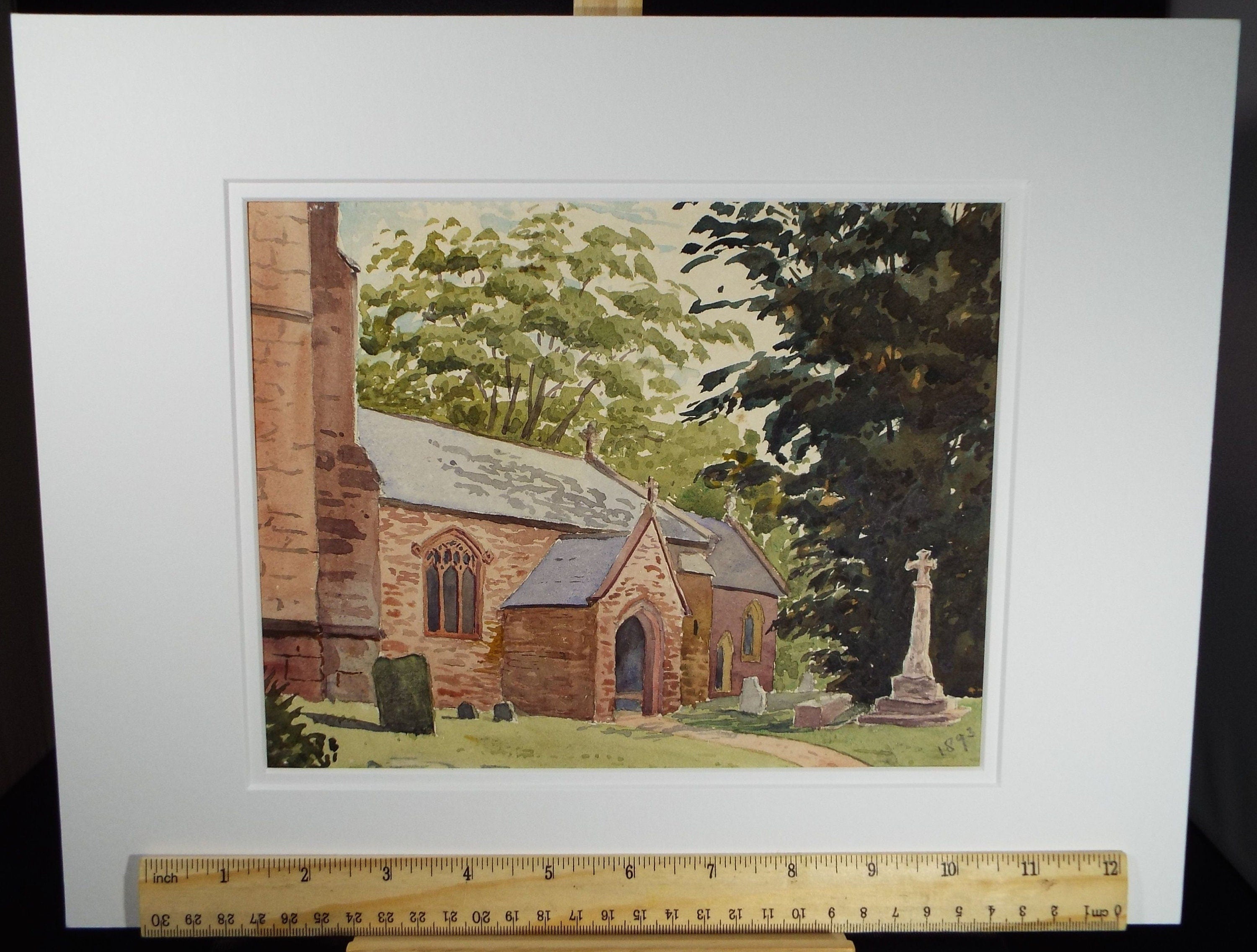 Original Watercolour,' Maxstoke Church', dated 1893, Artist Unknown