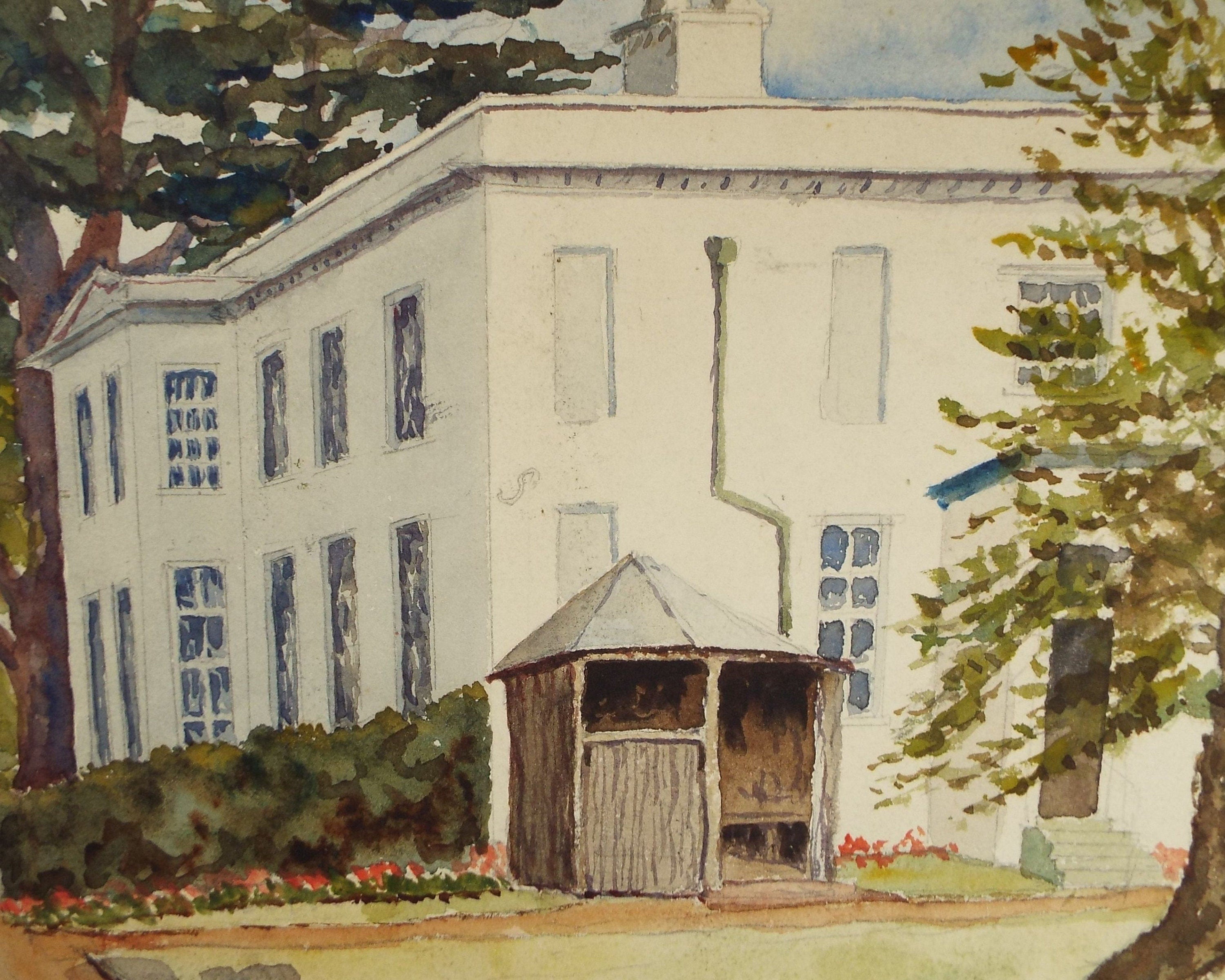 Original Watercolour,'  The White House', Circa 1900, Artist Unknown