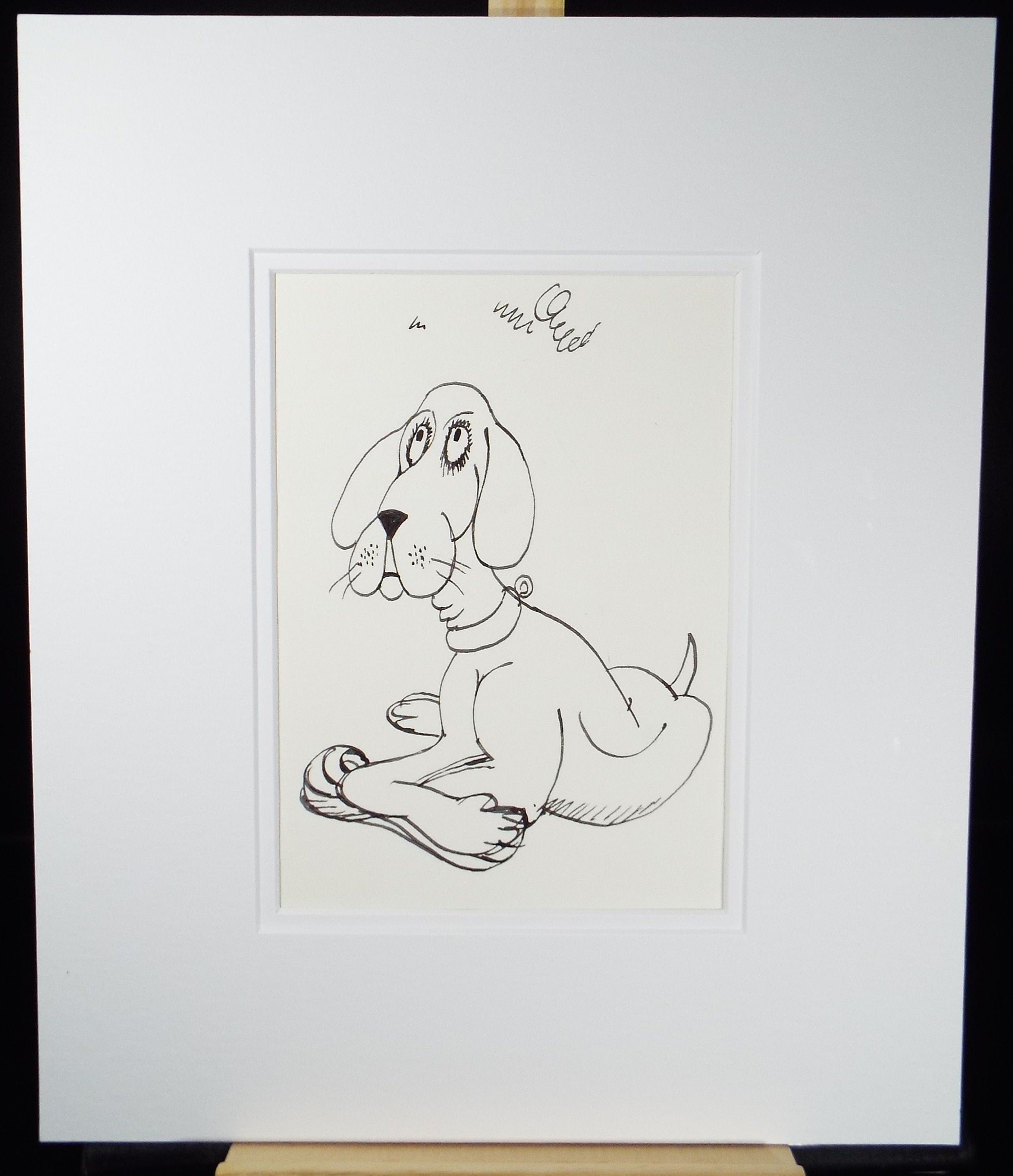 Original Pen and ink, 'Dog', circa 1970's, Herbert Scheurich (German)