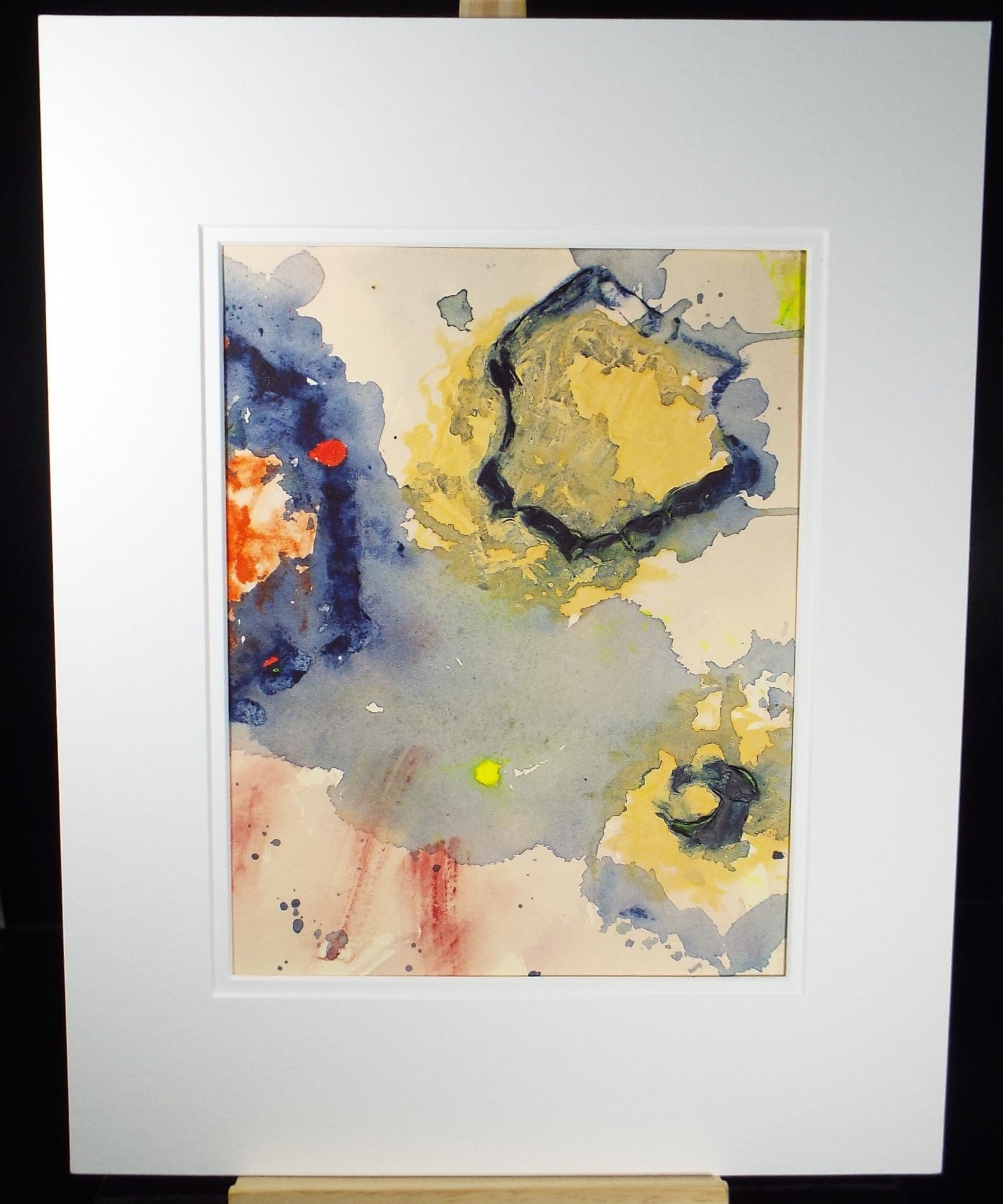 Original Watercolour & Gouache, 'Circular Abstract', 1990s, Reginald Flint  (20th Century)