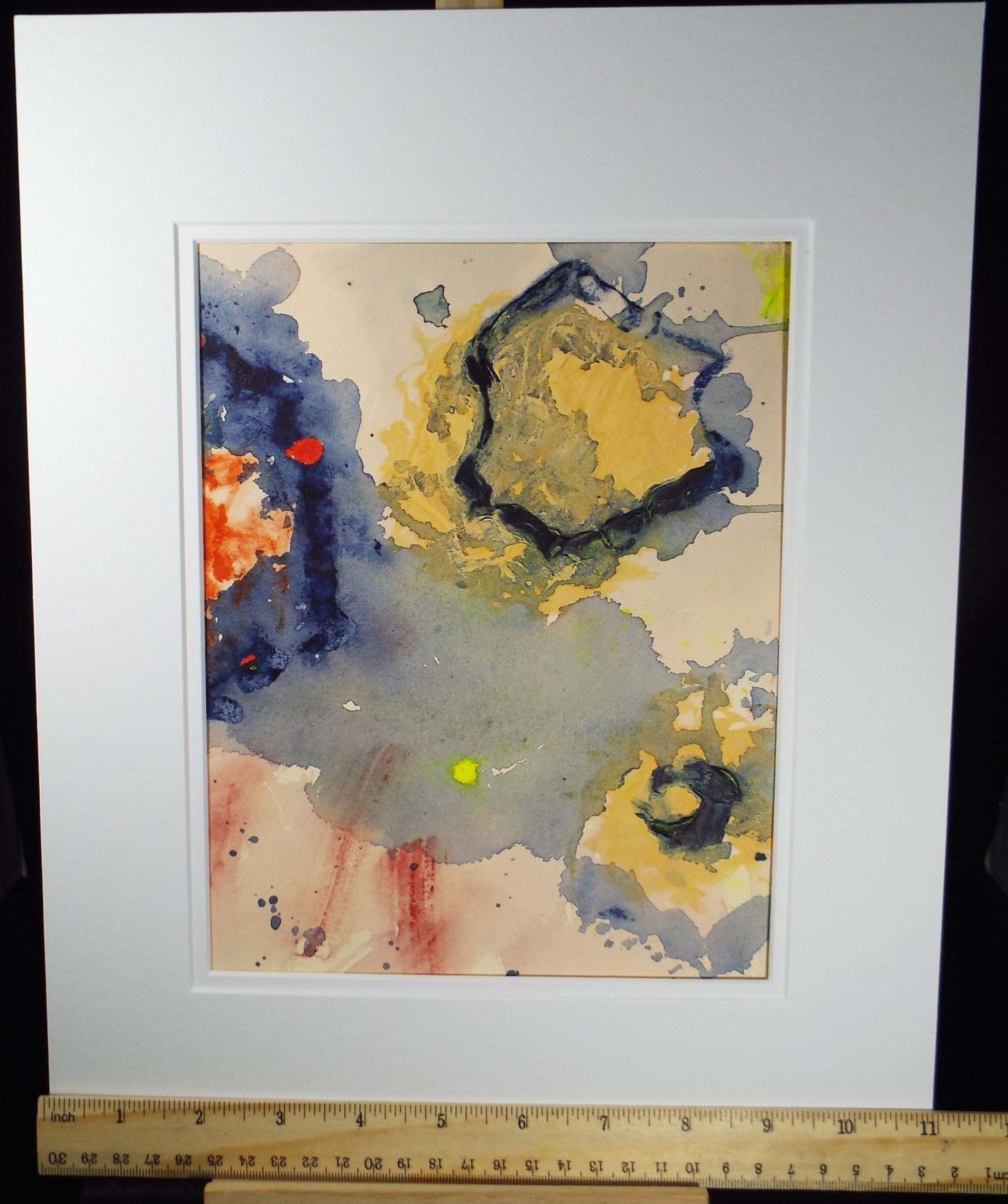 Original Watercolour & Gouache, 'Circular Abstract', 1990s, Reginald Flint  (20th Century)