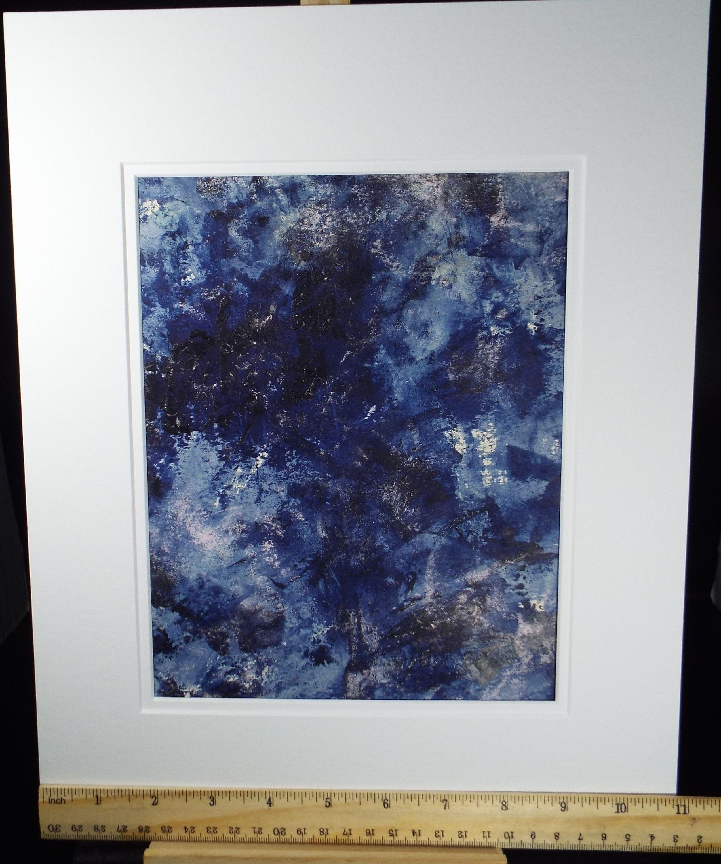 Original Watercolour & Gouache, 'Abstract in Blue', 1990s, Reginald Flint  (20th Century)