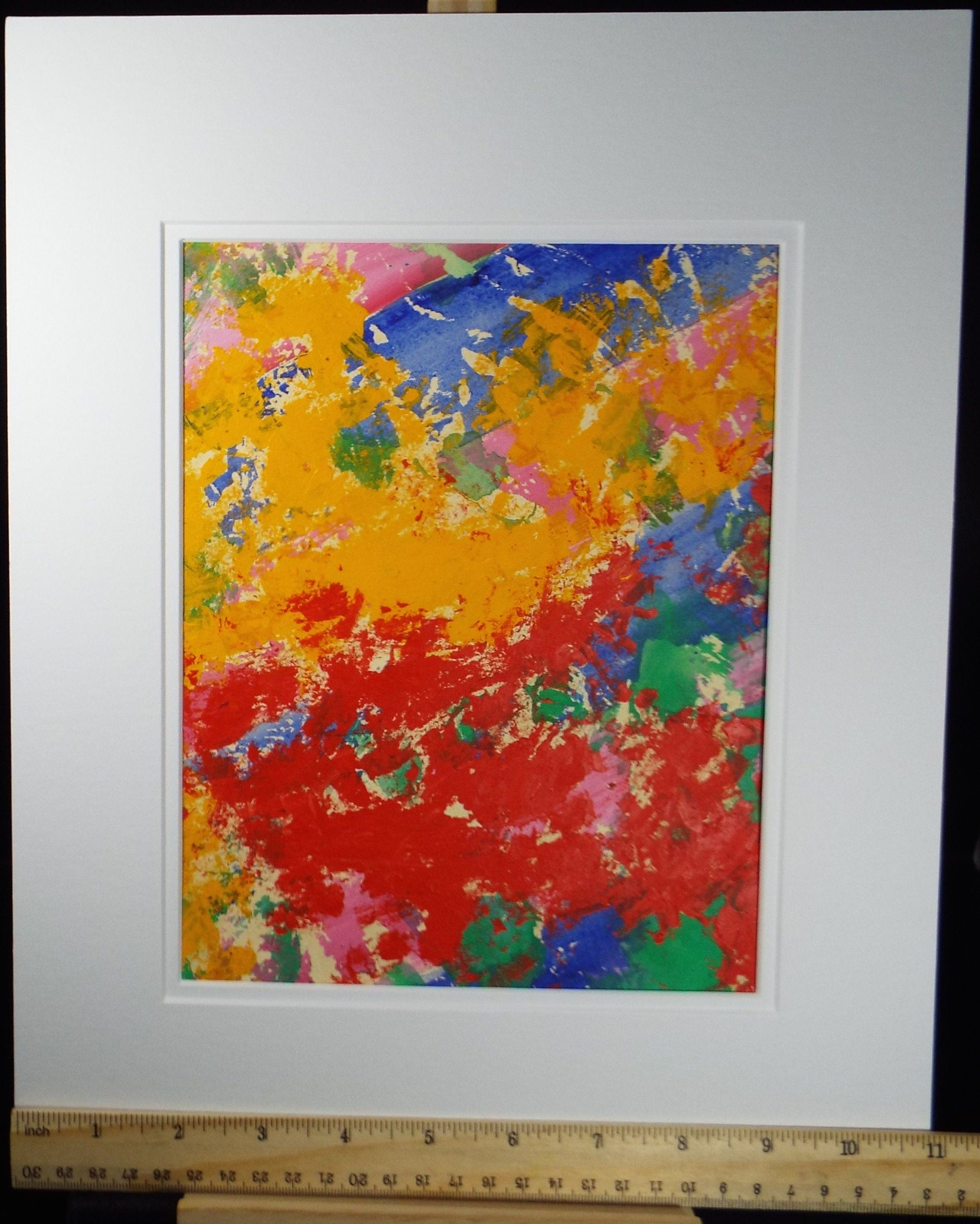 Original Watercolour & Gouache, 'Abstract in Red and  Yellow', 1990s, Reginald Flint  (20th Century)