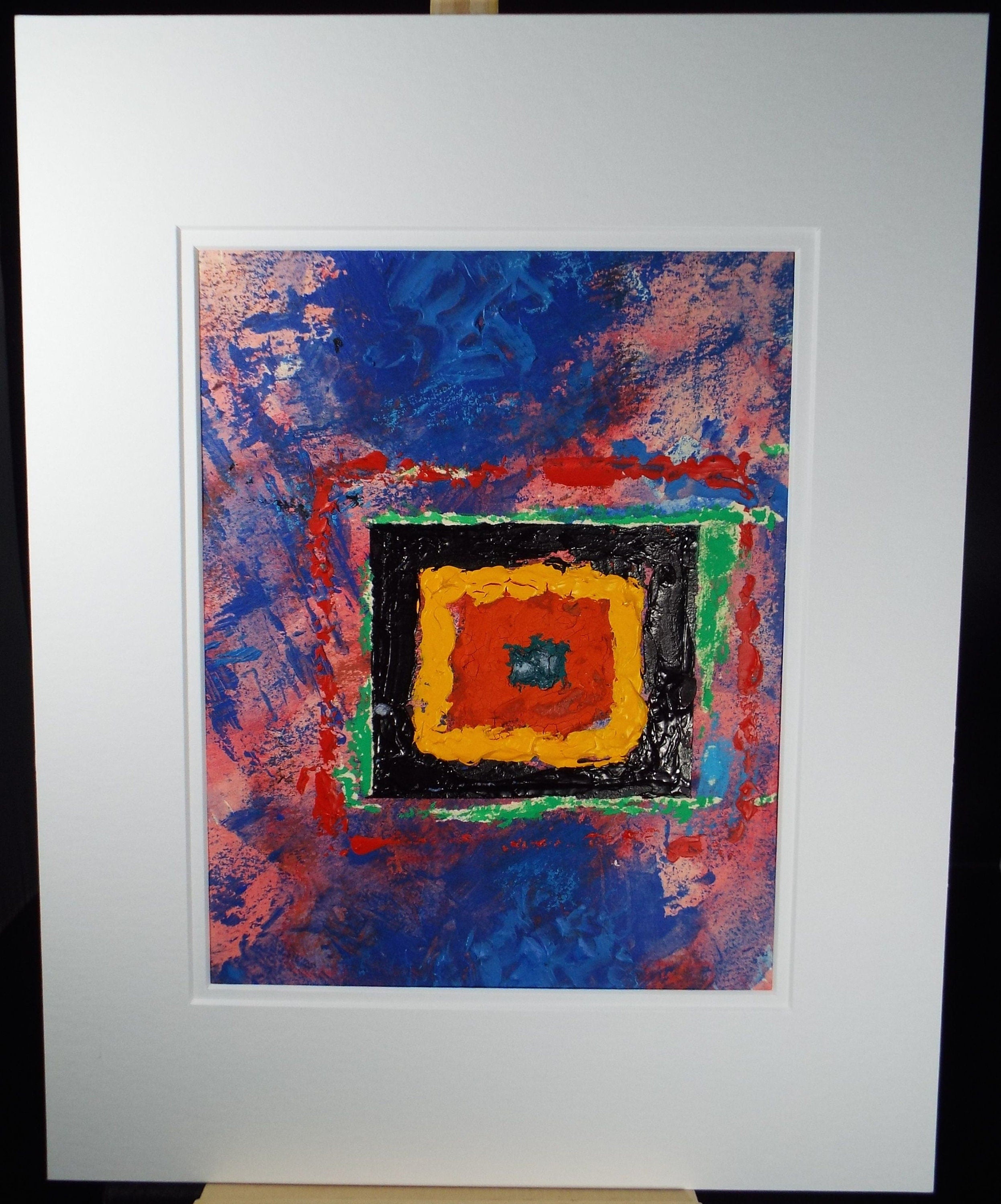 Original Watercolour & Gouache, 'Square Abstract Form', 1990s, Reginald Flint  (20th Century)