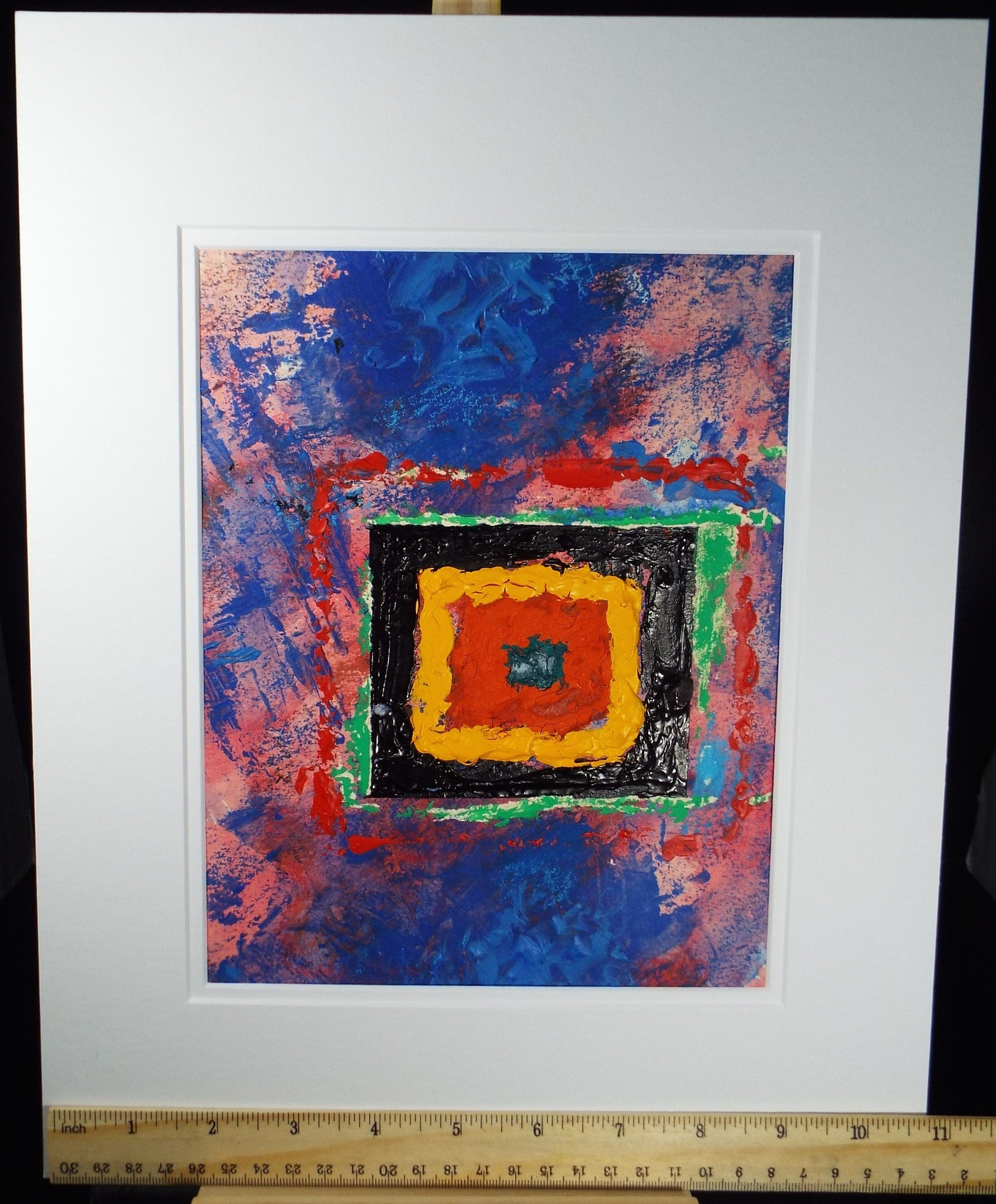 Original Watercolour & Gouache, 'Square Abstract Form', 1990s, Reginald Flint  (20th Century)