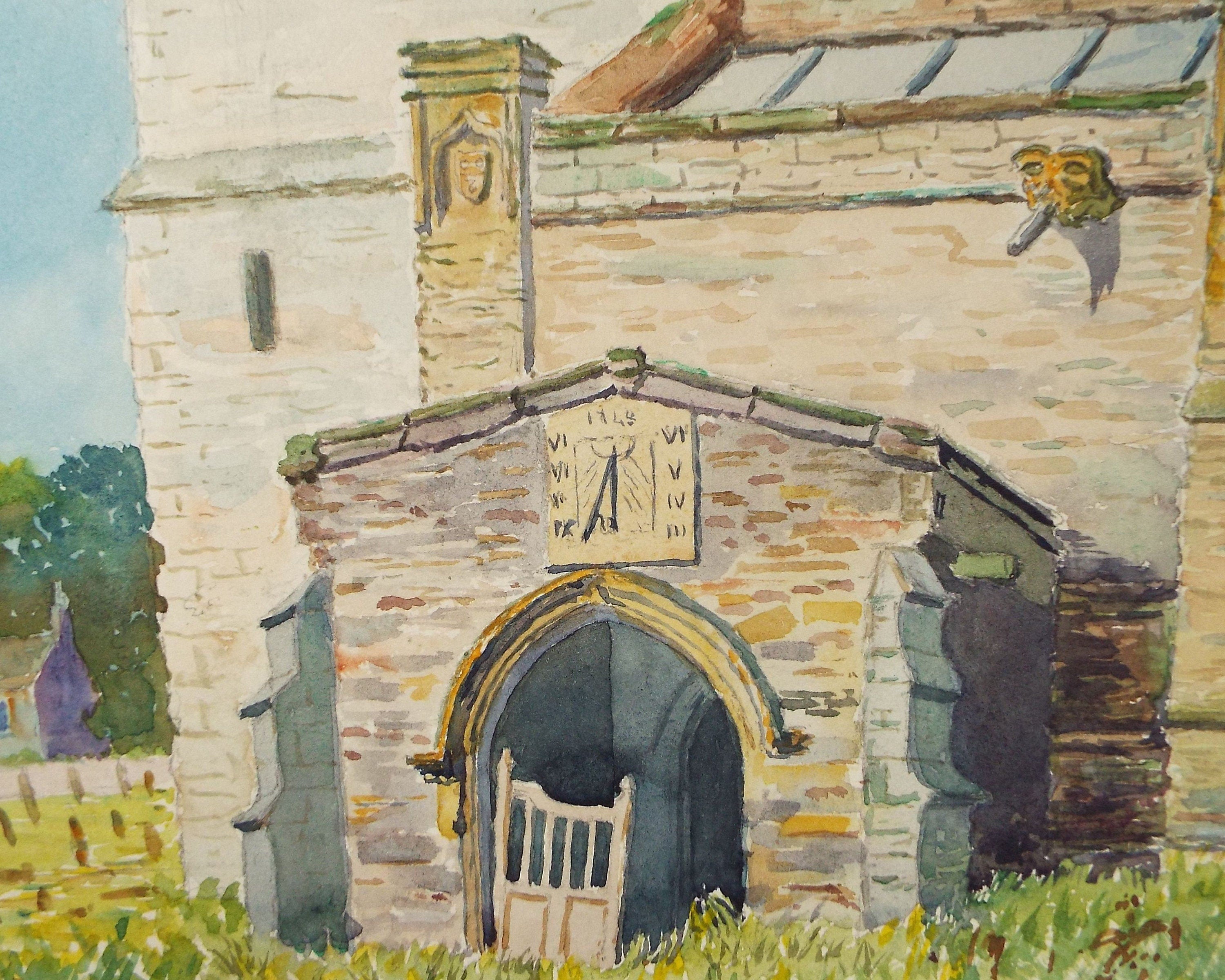 Original Watercolour, 'Wensley Church' 1898, Artist Unknown