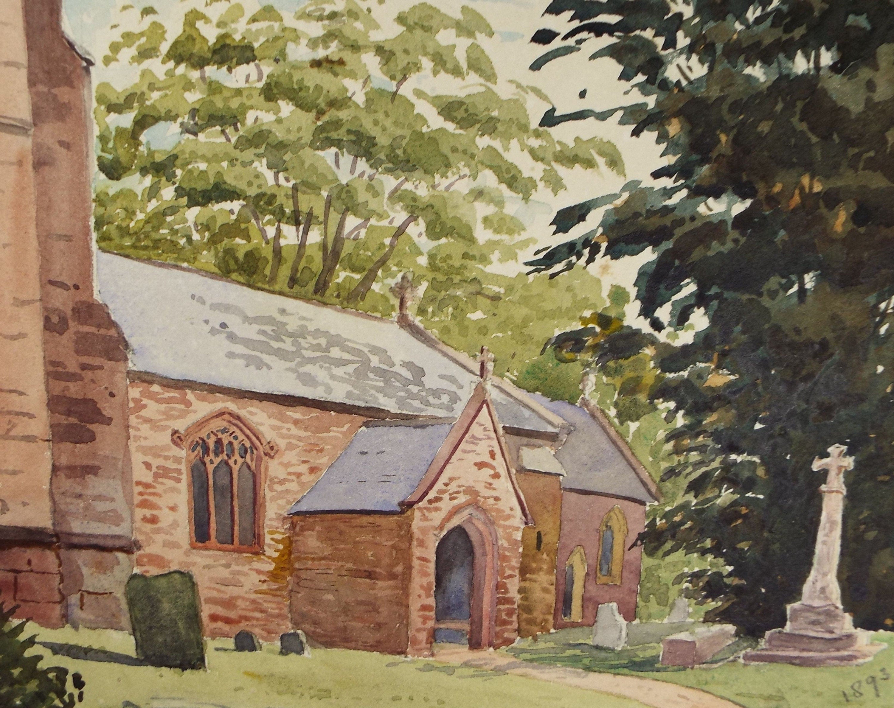 Original Watercolour,' Maxstoke Church', dated 1893, Artist Unknown