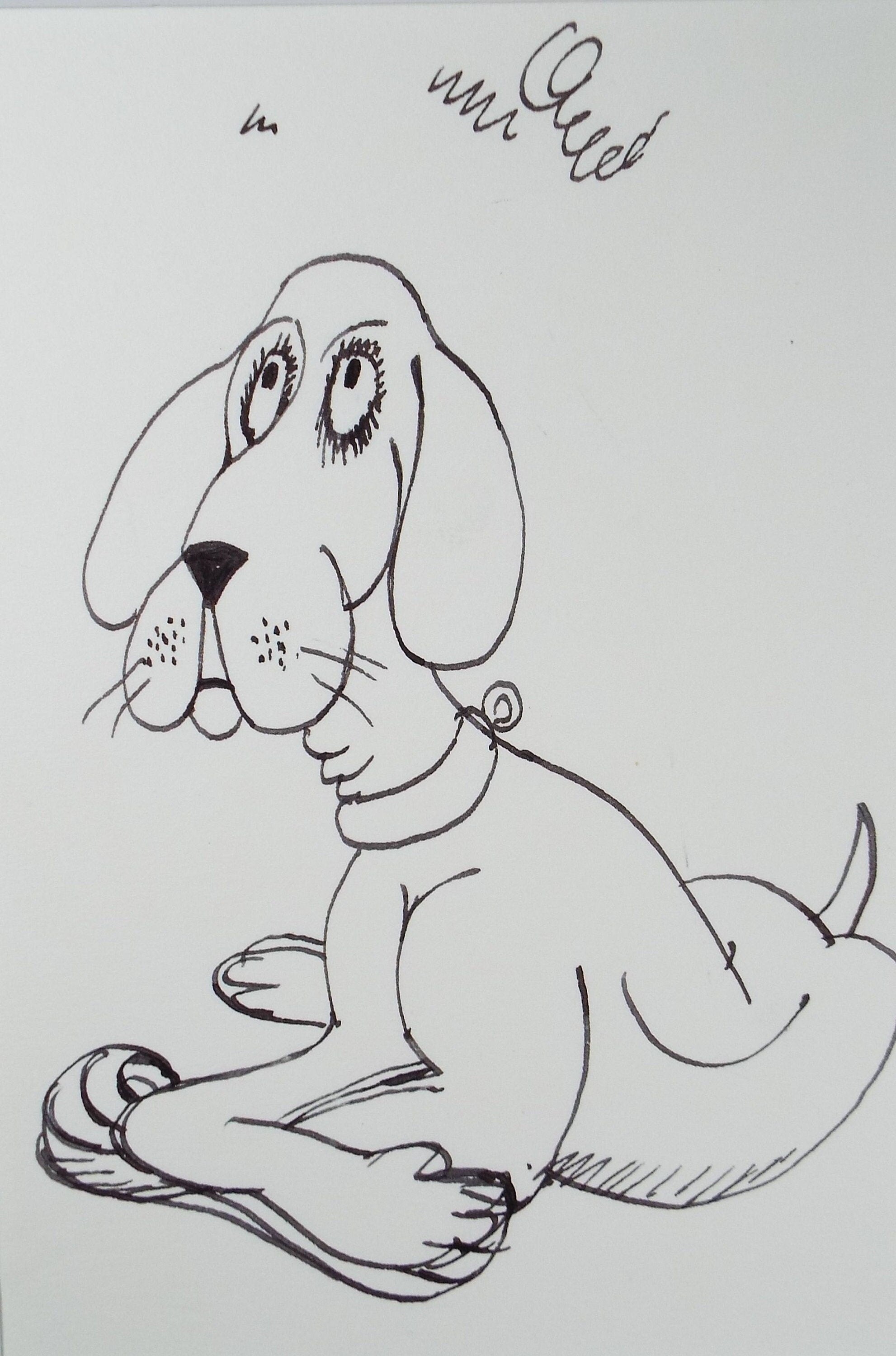 Original Pen and ink, 'Dog', circa 1970's, Herbert Scheurich (German)