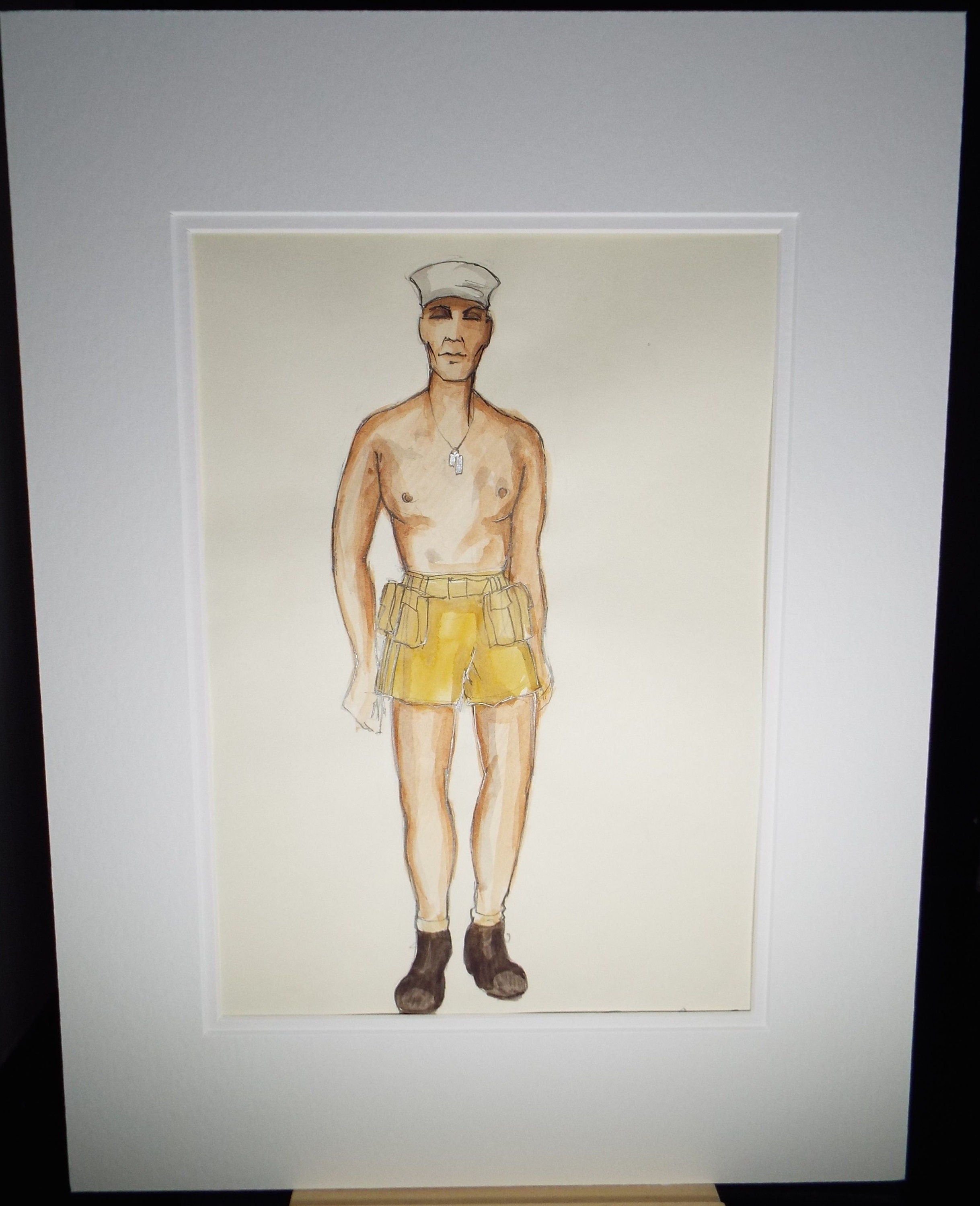 Original Watercolour, 'South Pacific -American Sailor', 1988, Terry Parsons