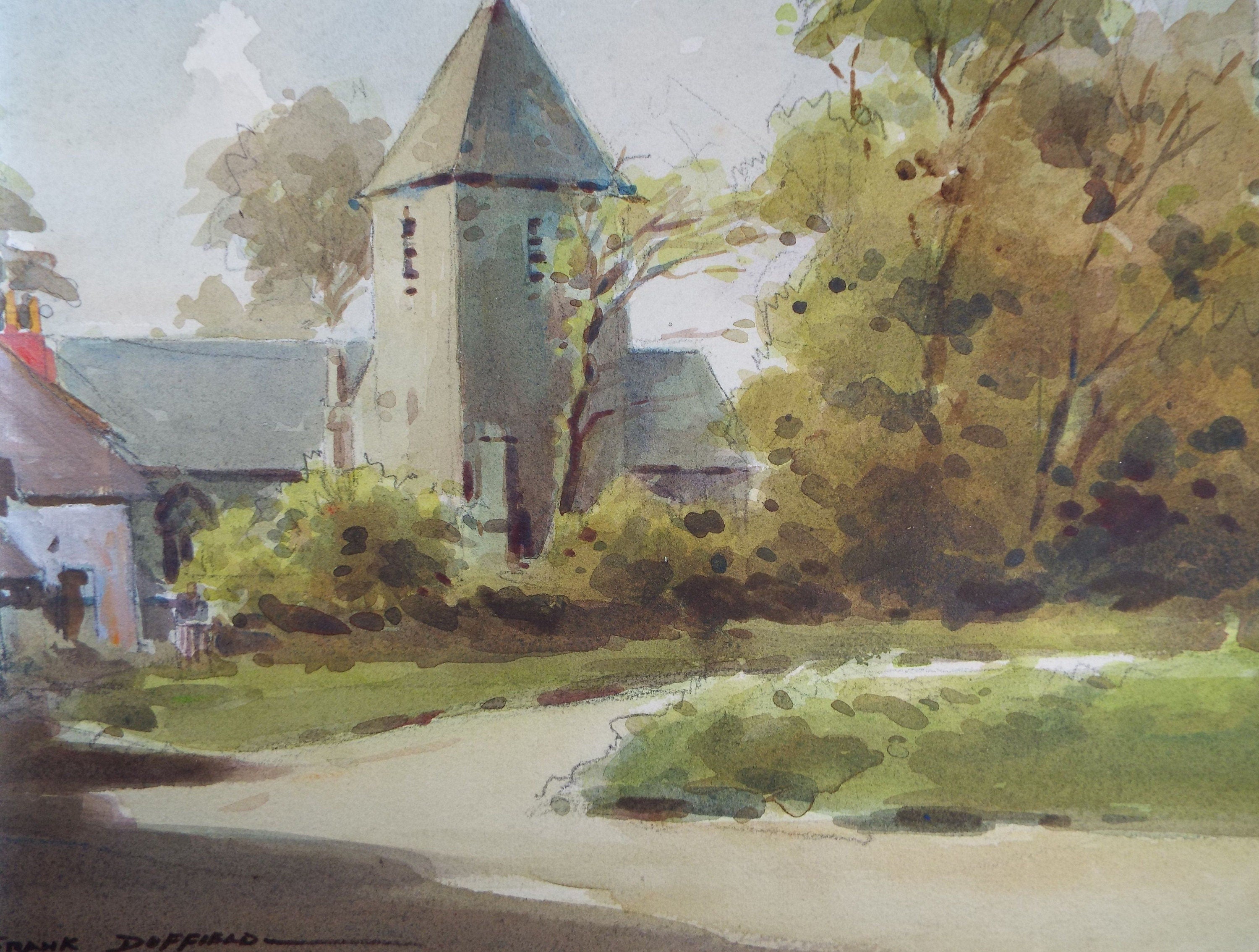 Original Watercolour, 'Village Church', 1960's, Frank Duffield  (1901-1982)