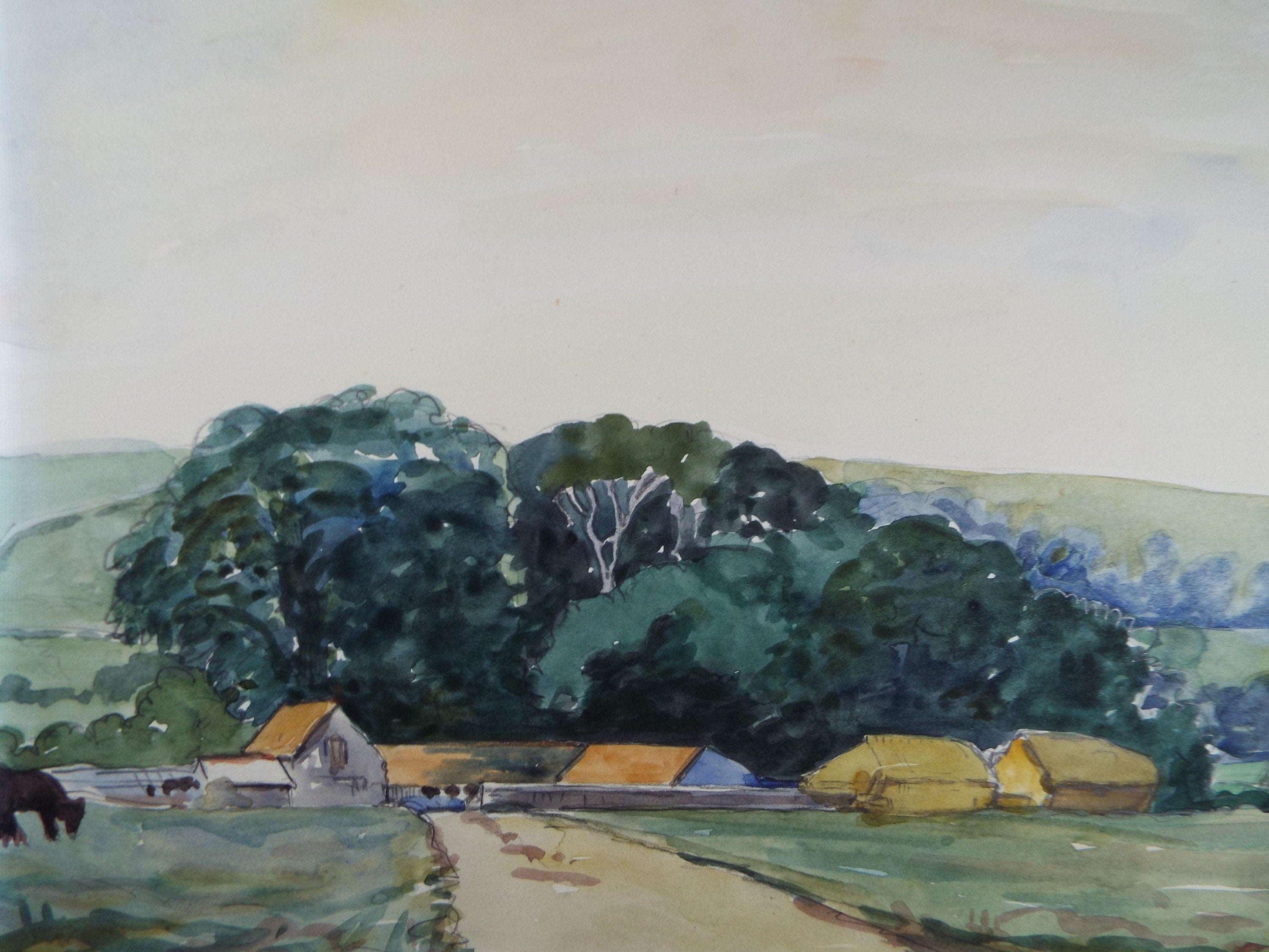 Original Watercolour, 'Near Petersham', Dated 1947, Charles Frederick Way (1906-1981)