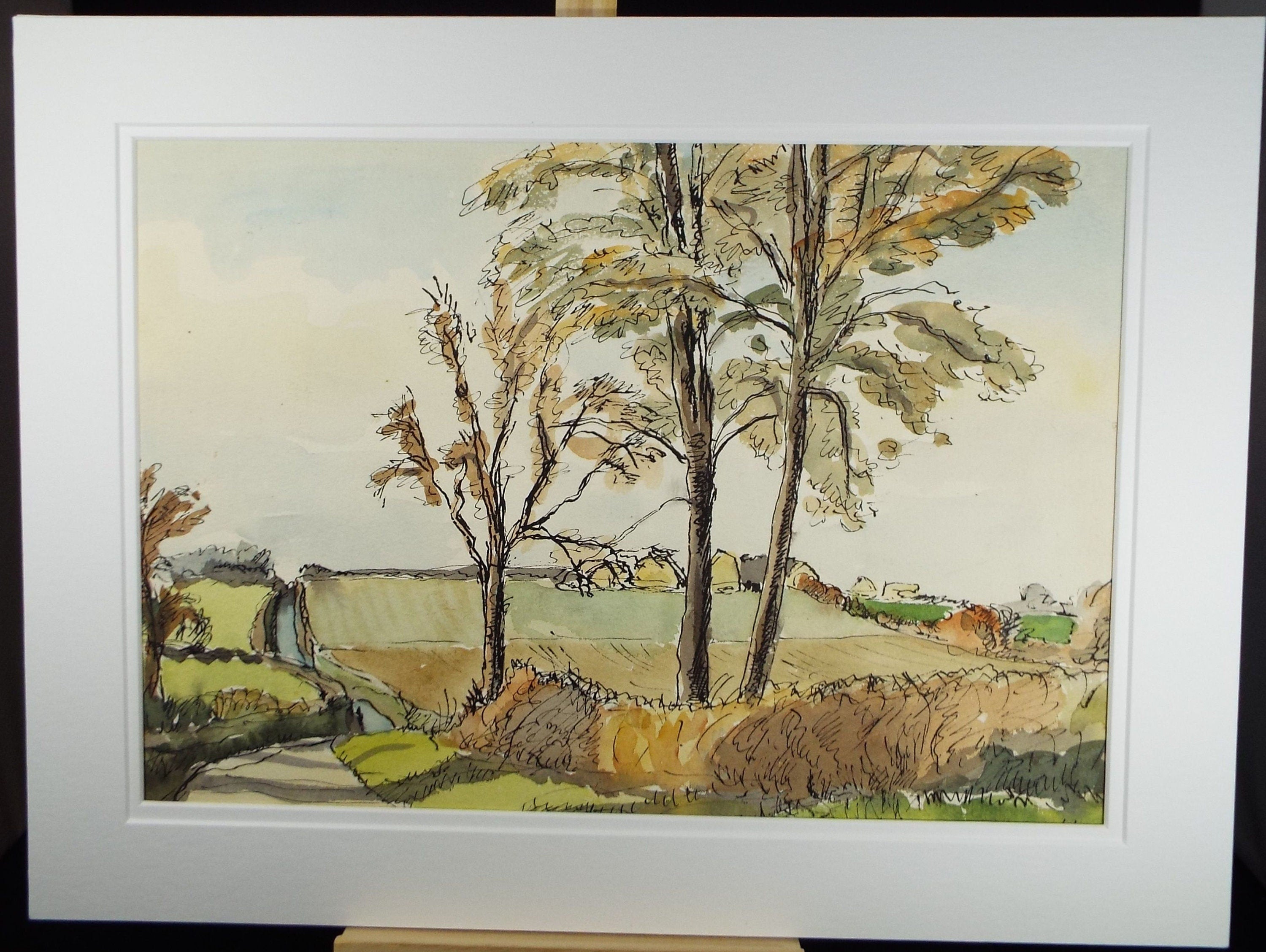 Original Watercolour, 'A Country Lane in Autumn', Circa 1940's, Charles Frederick Way (1906-1981)