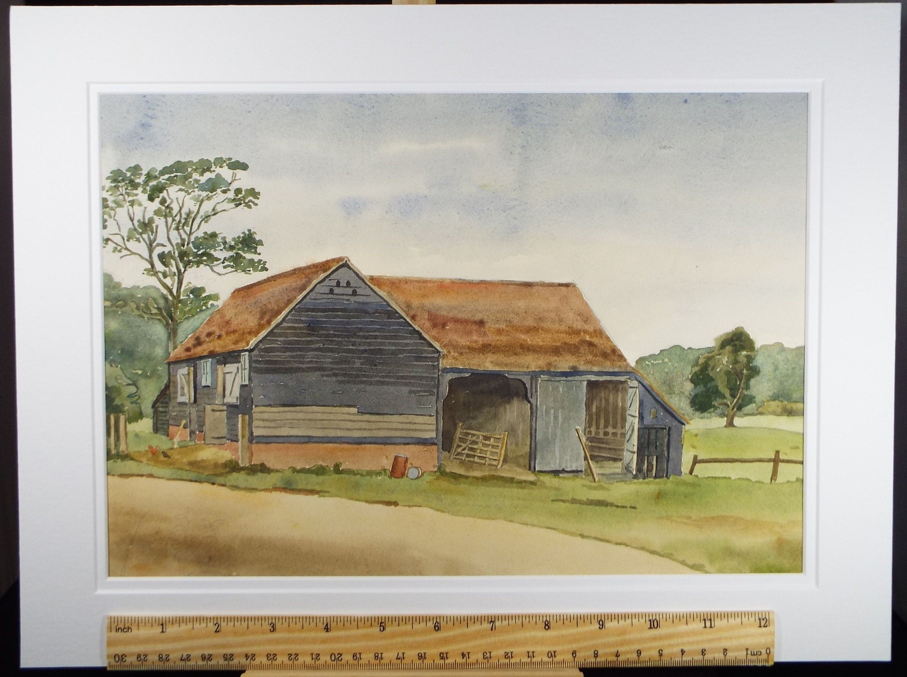 Original Watercolour, 'Barn, Mill House', Dated 1946, Charles Frederick Way (1906-1981)