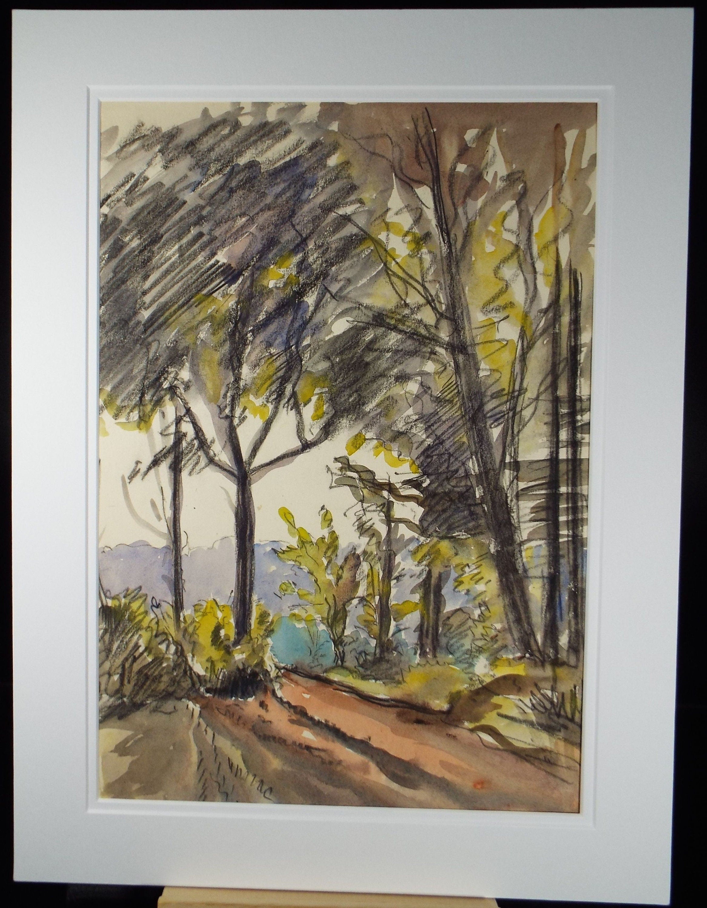 Original Watercolour and Charcoal, 'Woodland', Circa 1940's, Charles Frederick Way (1906-1981)