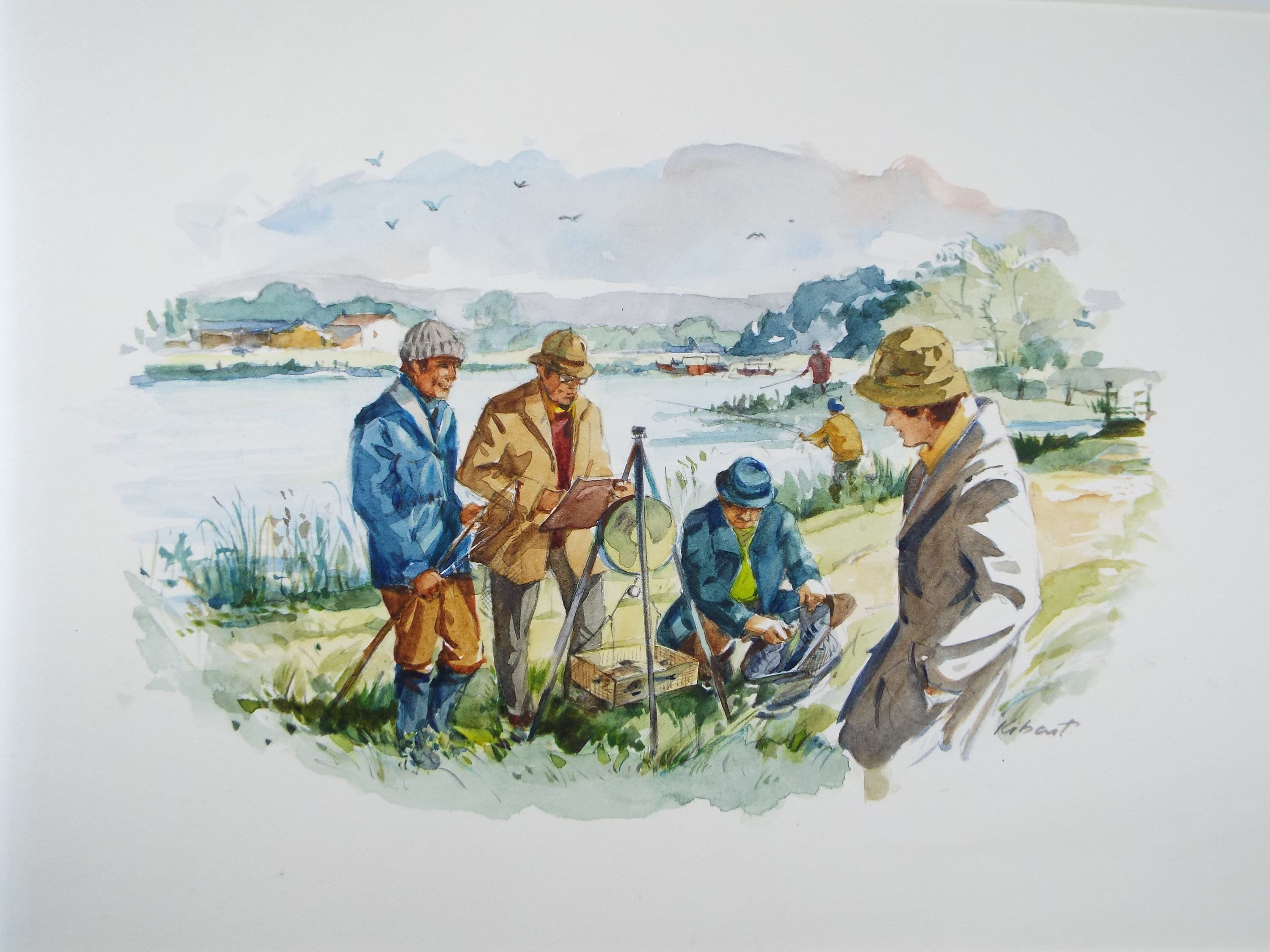 Original Watercolour 'The Fishing Competition', Circa 1980's, Ken Johnson (20th Century, British)